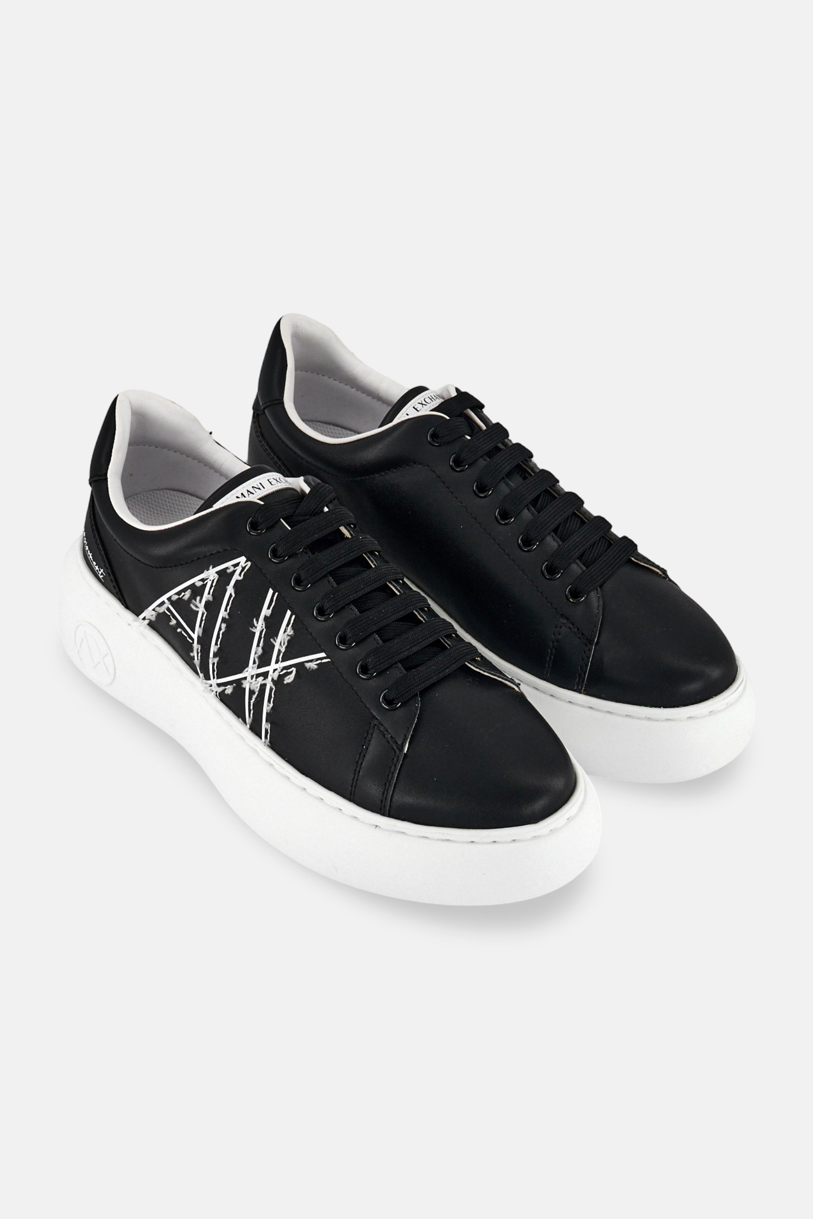 Armani Exchange Women Brand Logo Lace Up Casual Shoes, Black