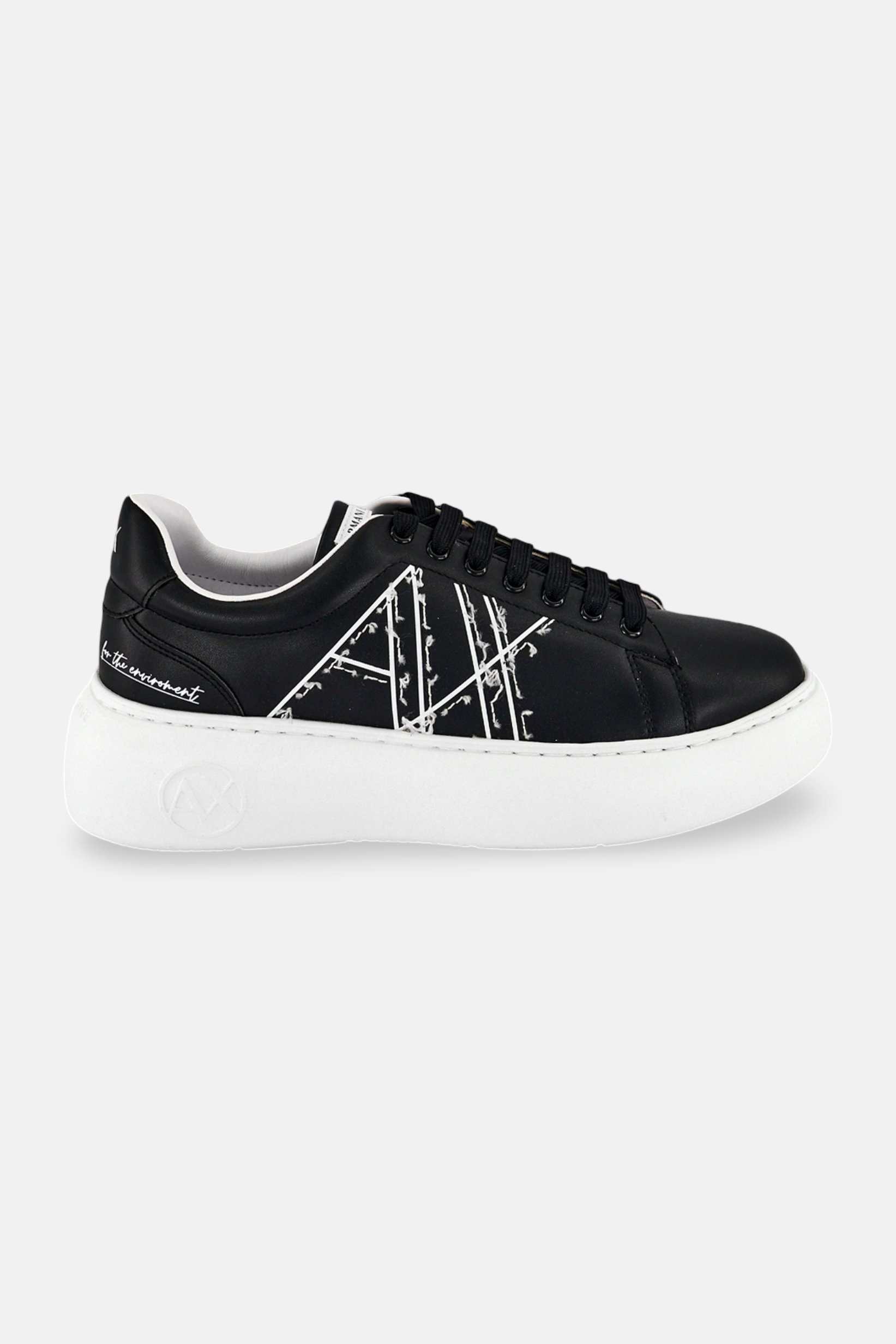 Armani Exchange Women Brand Logo Lace Up Casual Shoes, Black