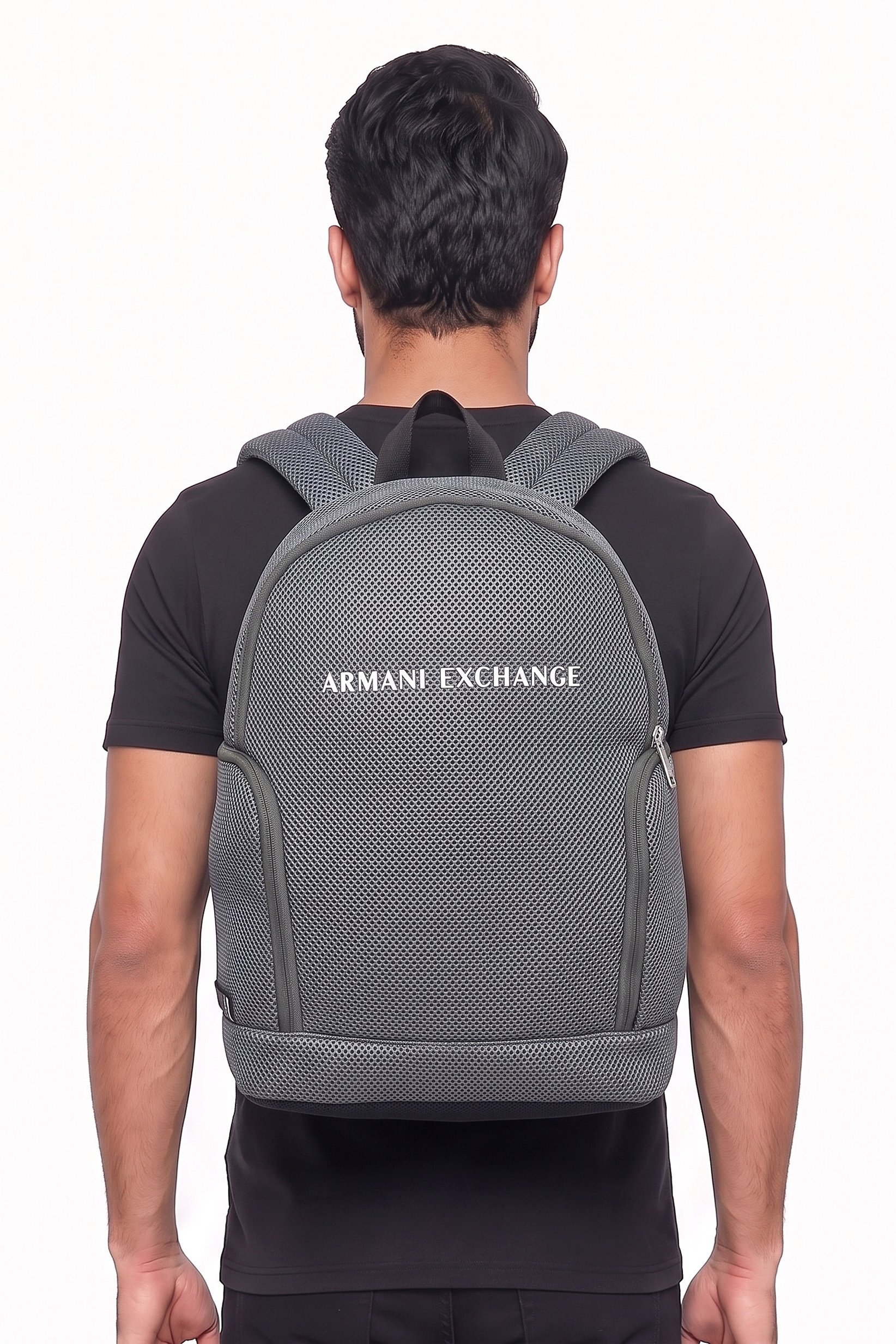 AX Armani Exchange Men Brand Logo Textured Backpack, Olive