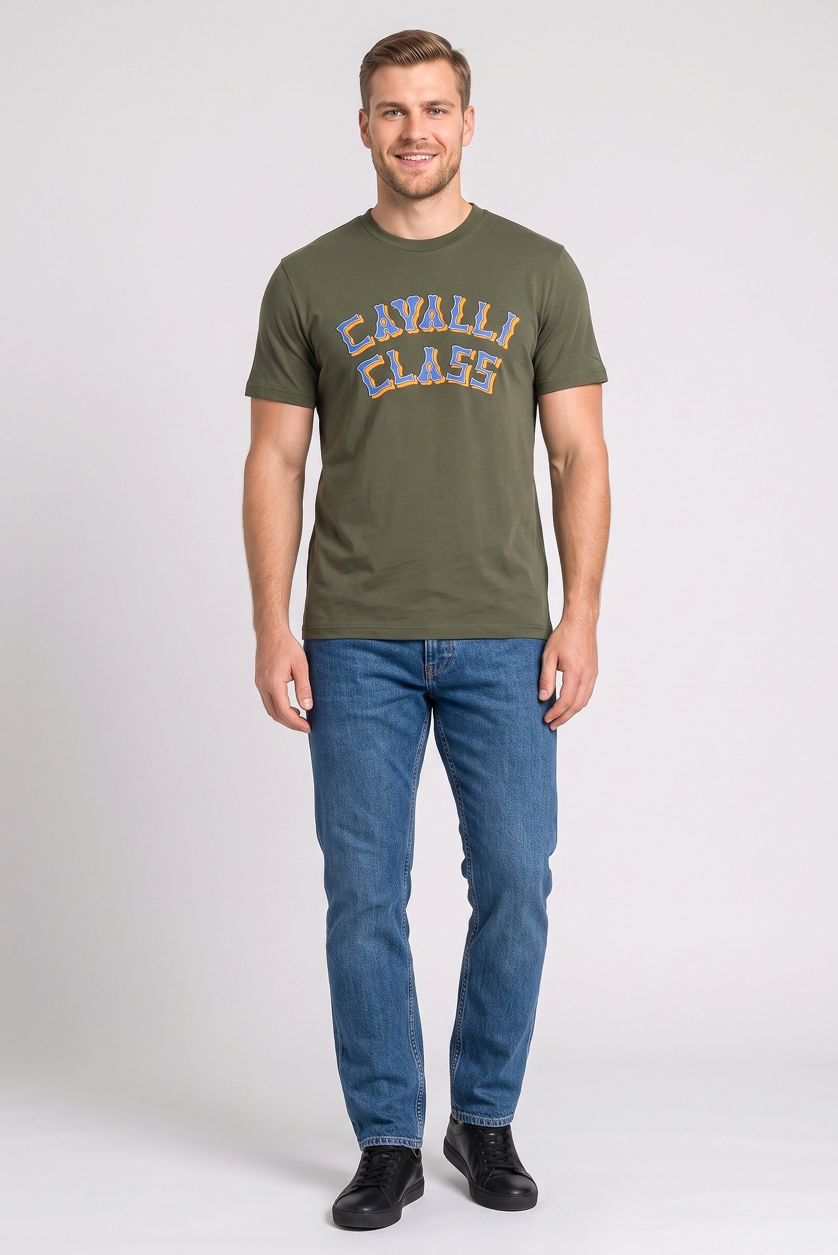 Men Crew Neck Graphic Print Short Sleeve T-Shirt, Olive