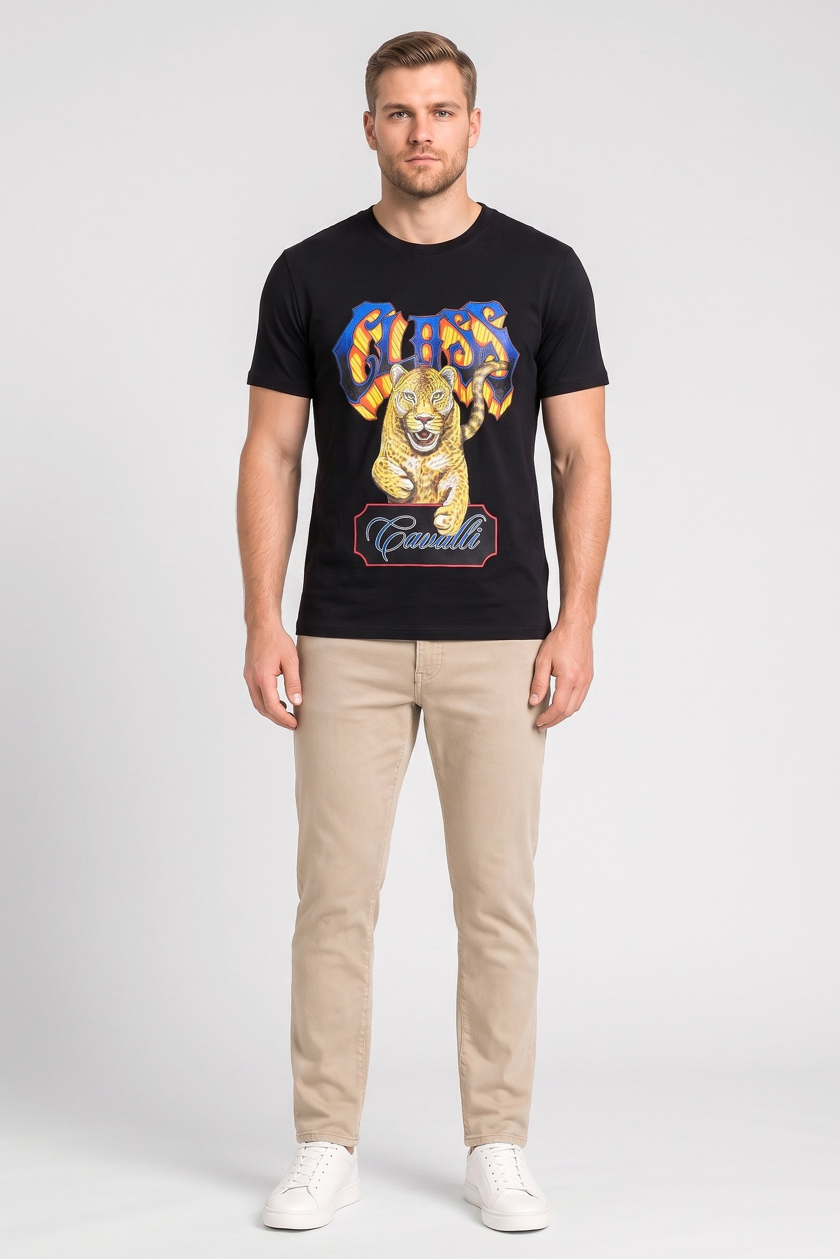 Men Crew Neck Graphic Print Short Sleeve T-Shirt, Black