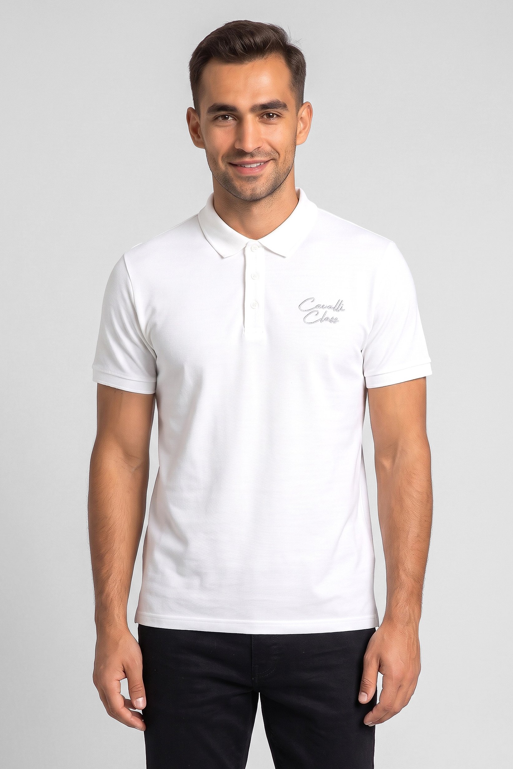 Men Regular Fit Brand Logo Short Sleeve Polo Shirt, White