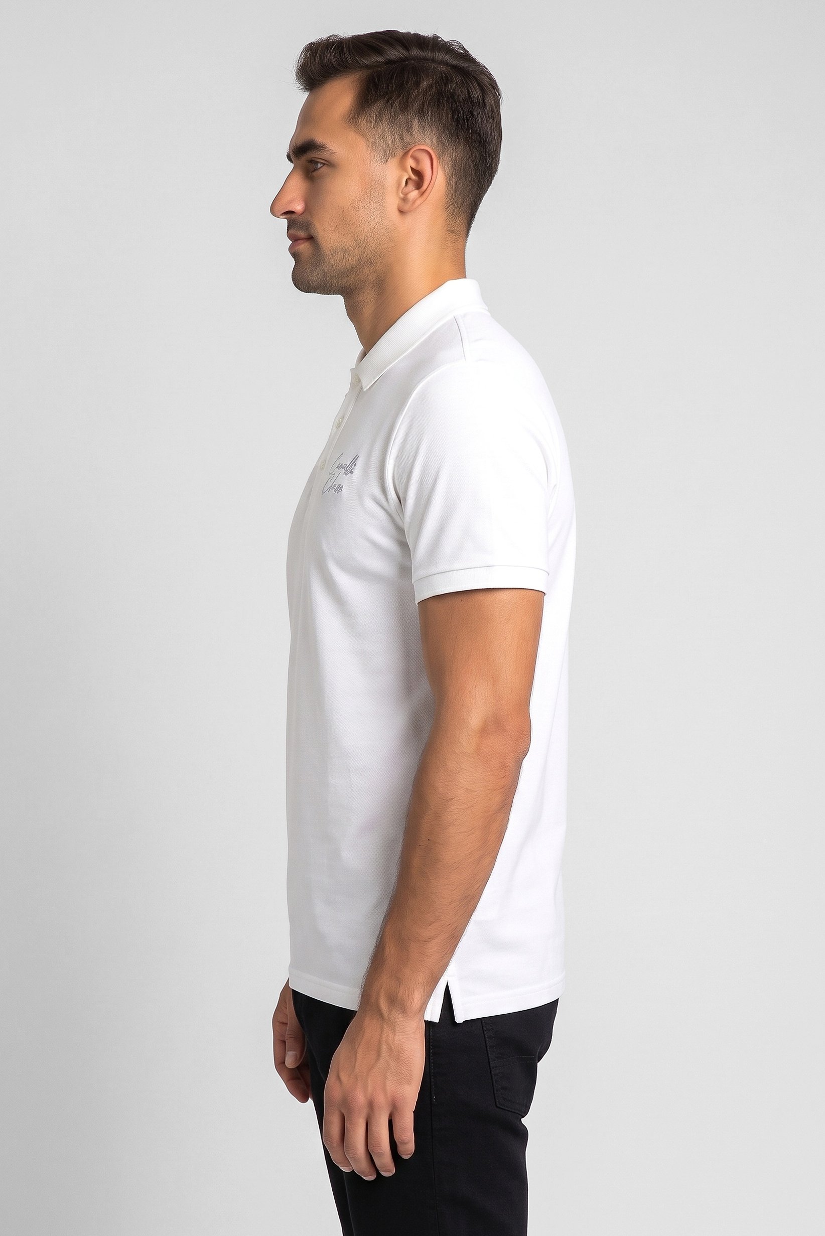Men Regular Fit Brand Logo Short Sleeve Polo Shirt, White