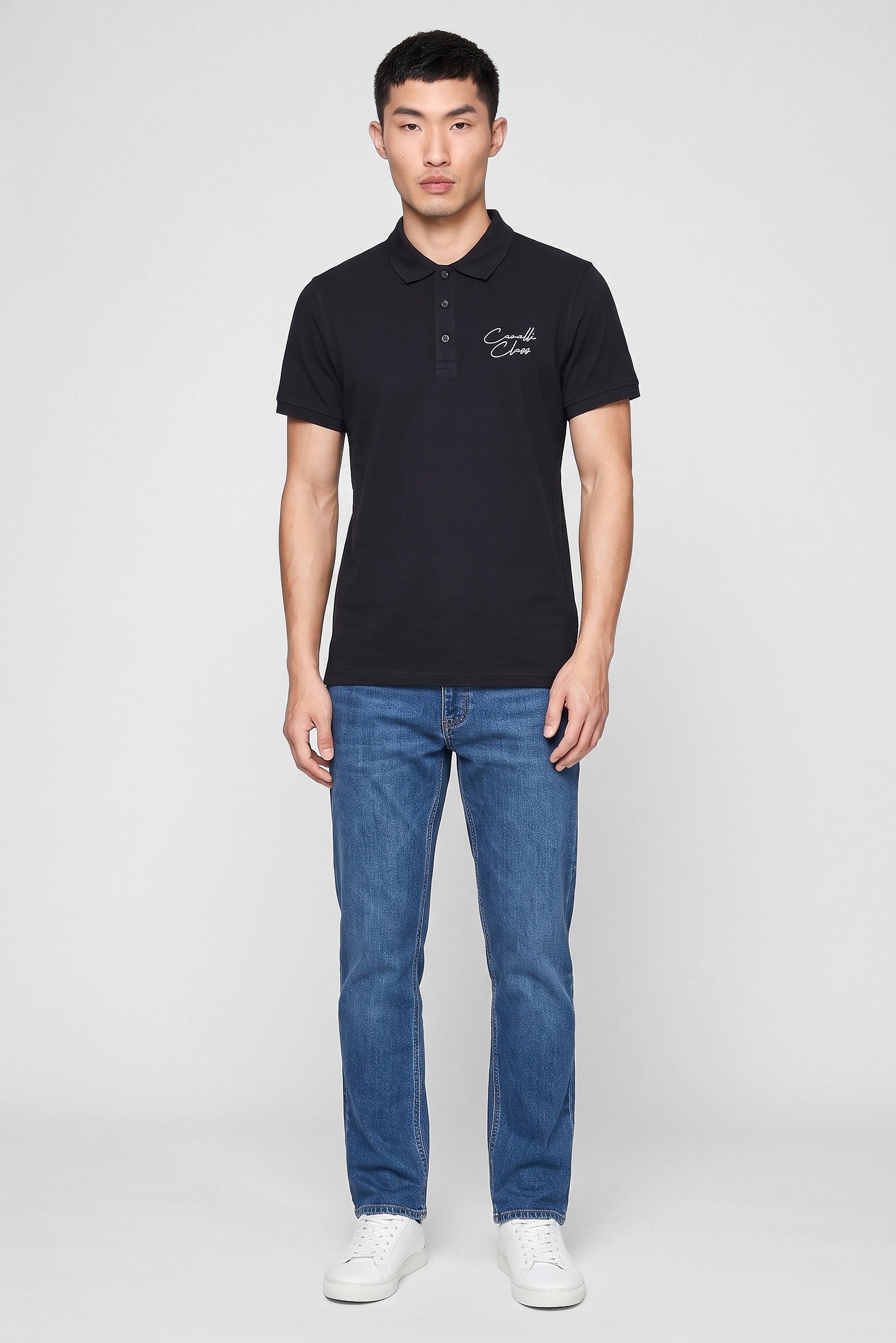 Men Regular Fit Short Sleeve Brand Logo Polo Shirt, Dark Navy