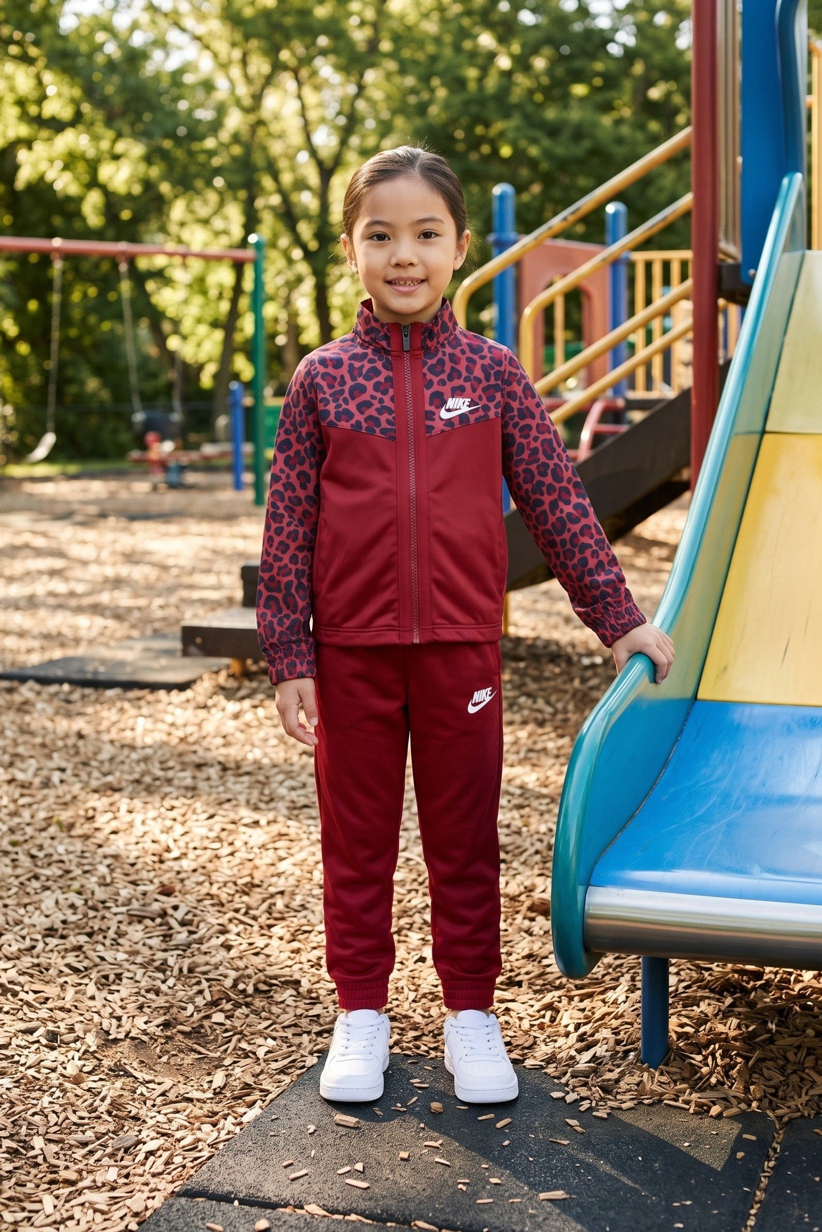 Toddlers Girl 2 Pieces Brand Logo Jacket And Pants Set, Maroon
