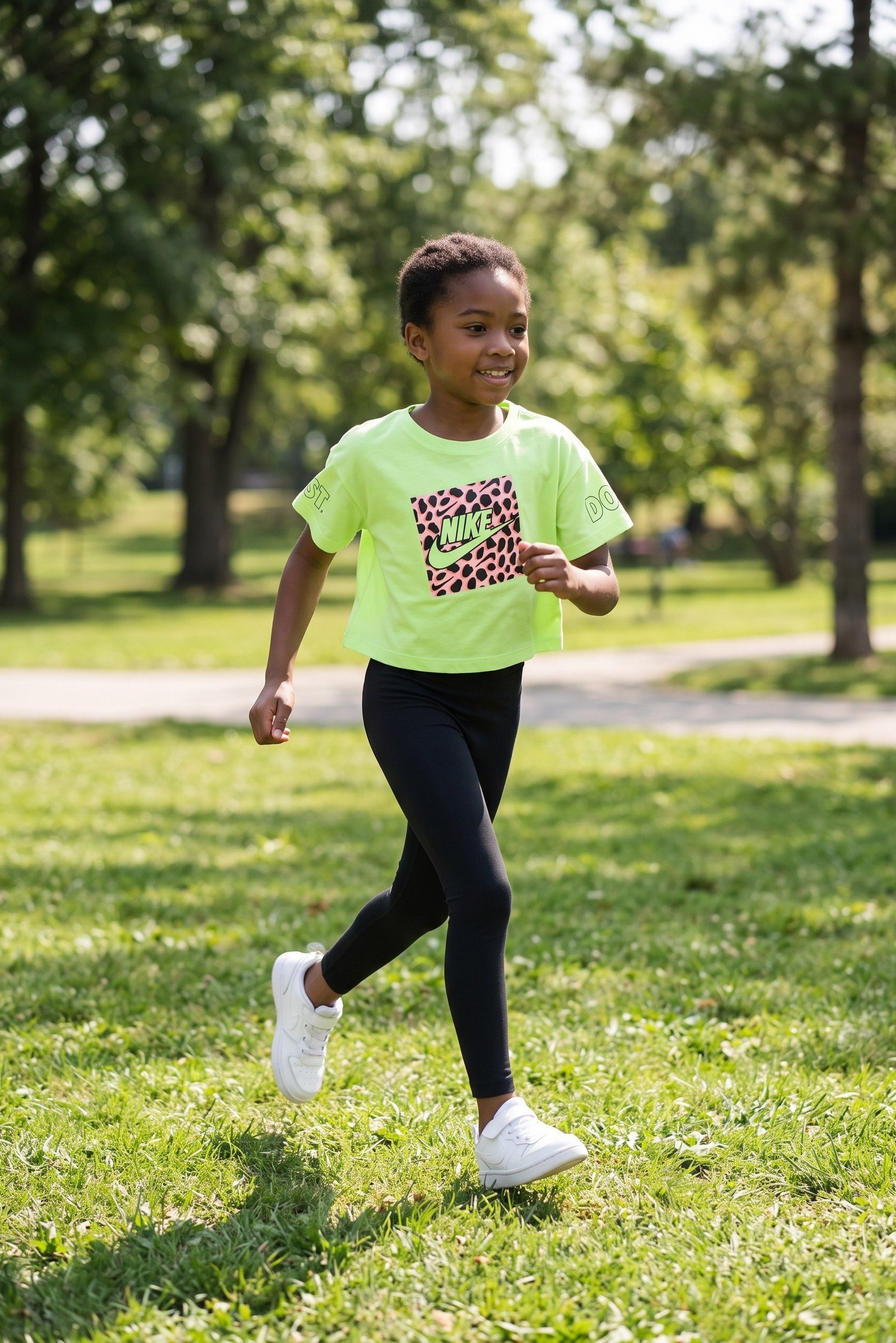 Kids Girl Sportswear Short Sleeve Training T-Shirt, Lime Green