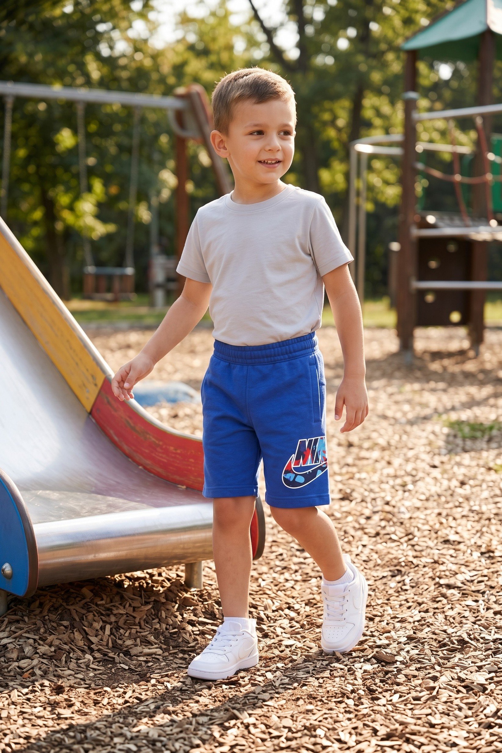 Toddlers Boy Sportswear Graphic Print Outdoor Shorts, Blue
