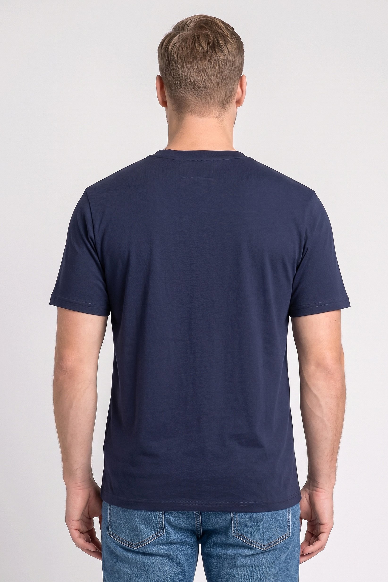 Men Crew Neck Short Sleeve Solid T-Shirt, Navy