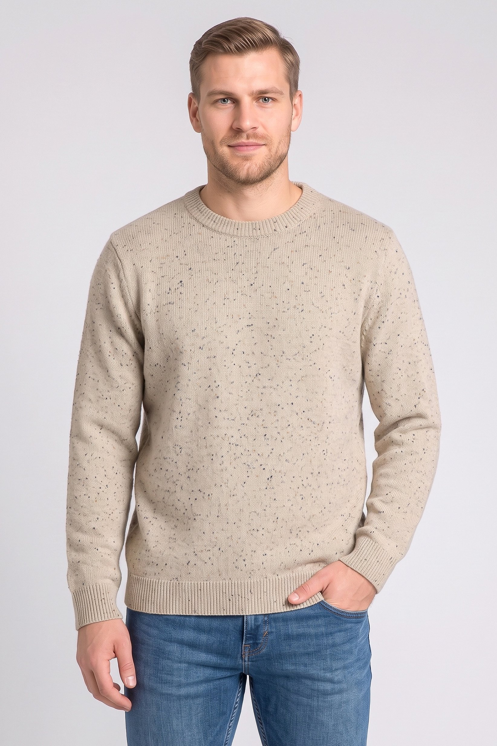 Men Crew Neck Knitted Long Sleeve Sweater, Multicolor