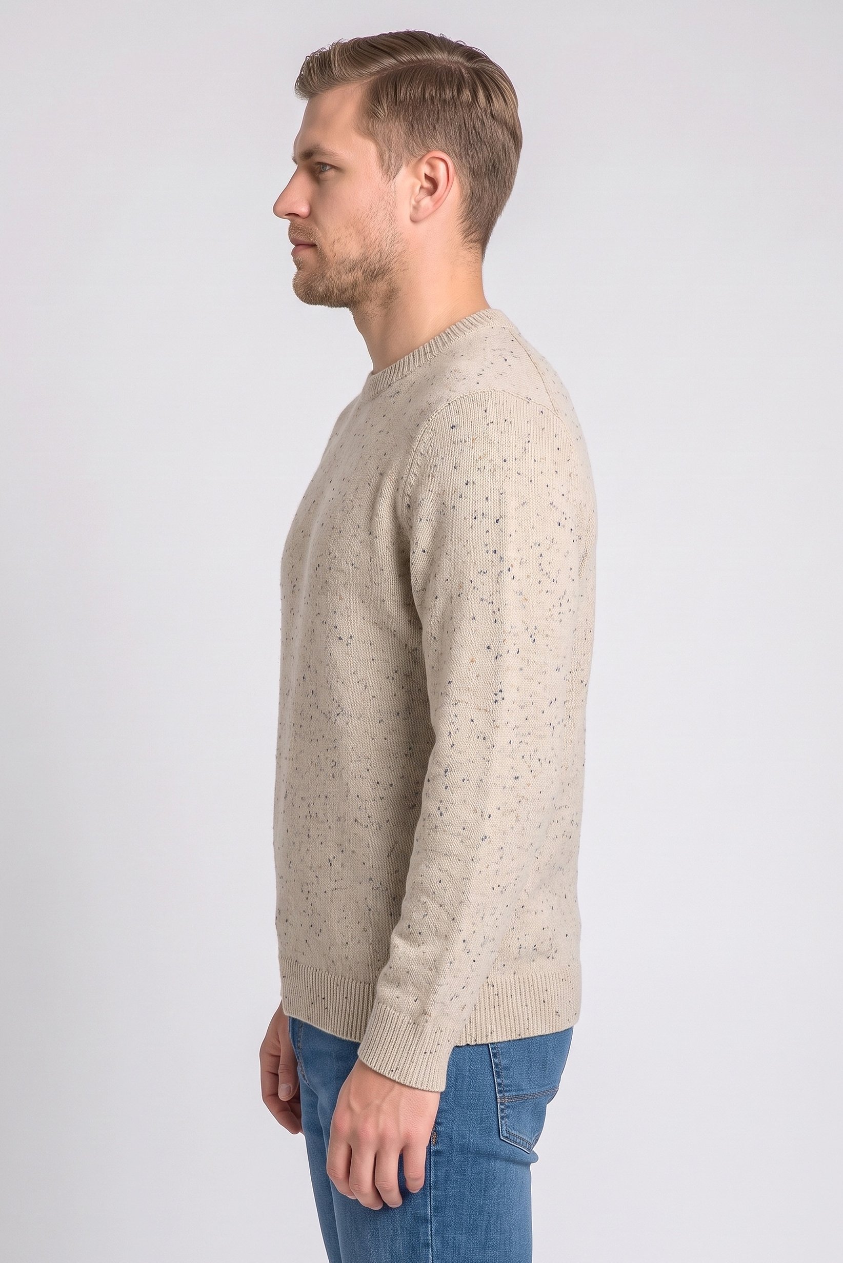Men Crew Neck Knitted Long Sleeve Sweater, Multicolor