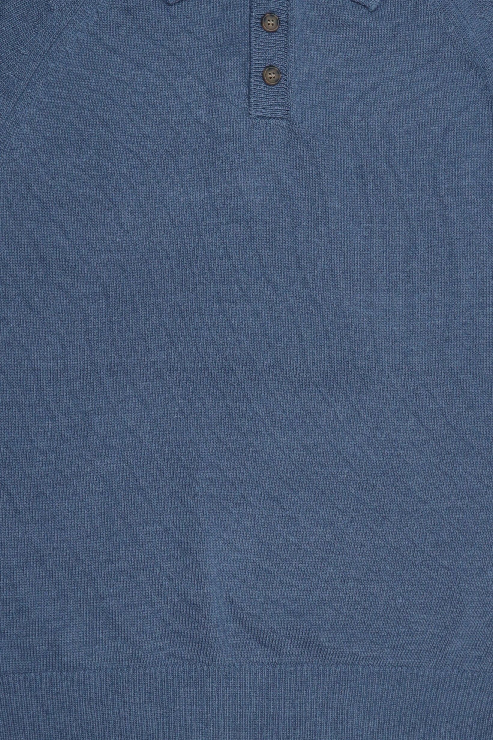 Men Regular Fit Knitted Long Sleeve Polo Shirt, Dusty Blue