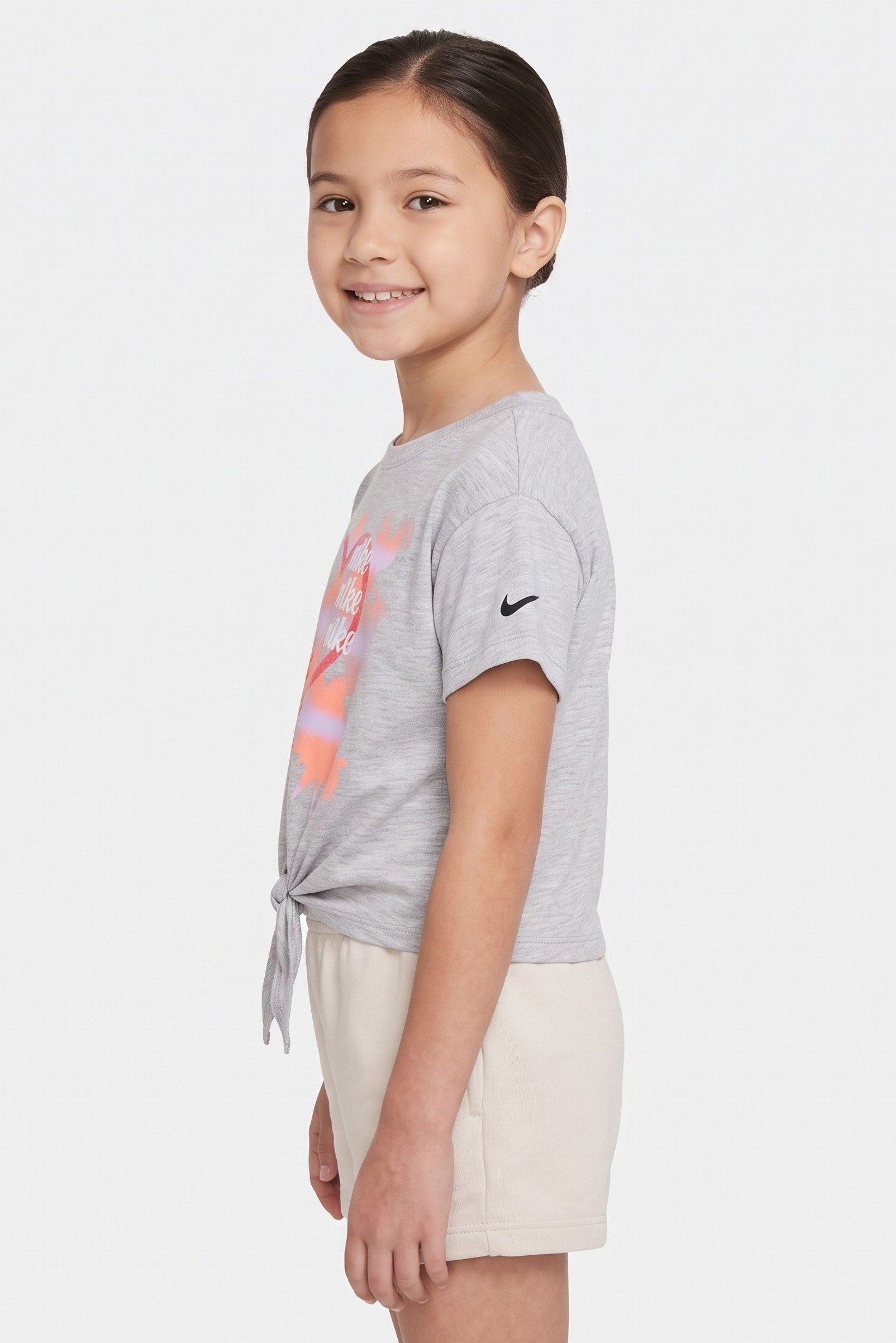 Toddlers Girl Round Neck Short Sleeve Top, Grey