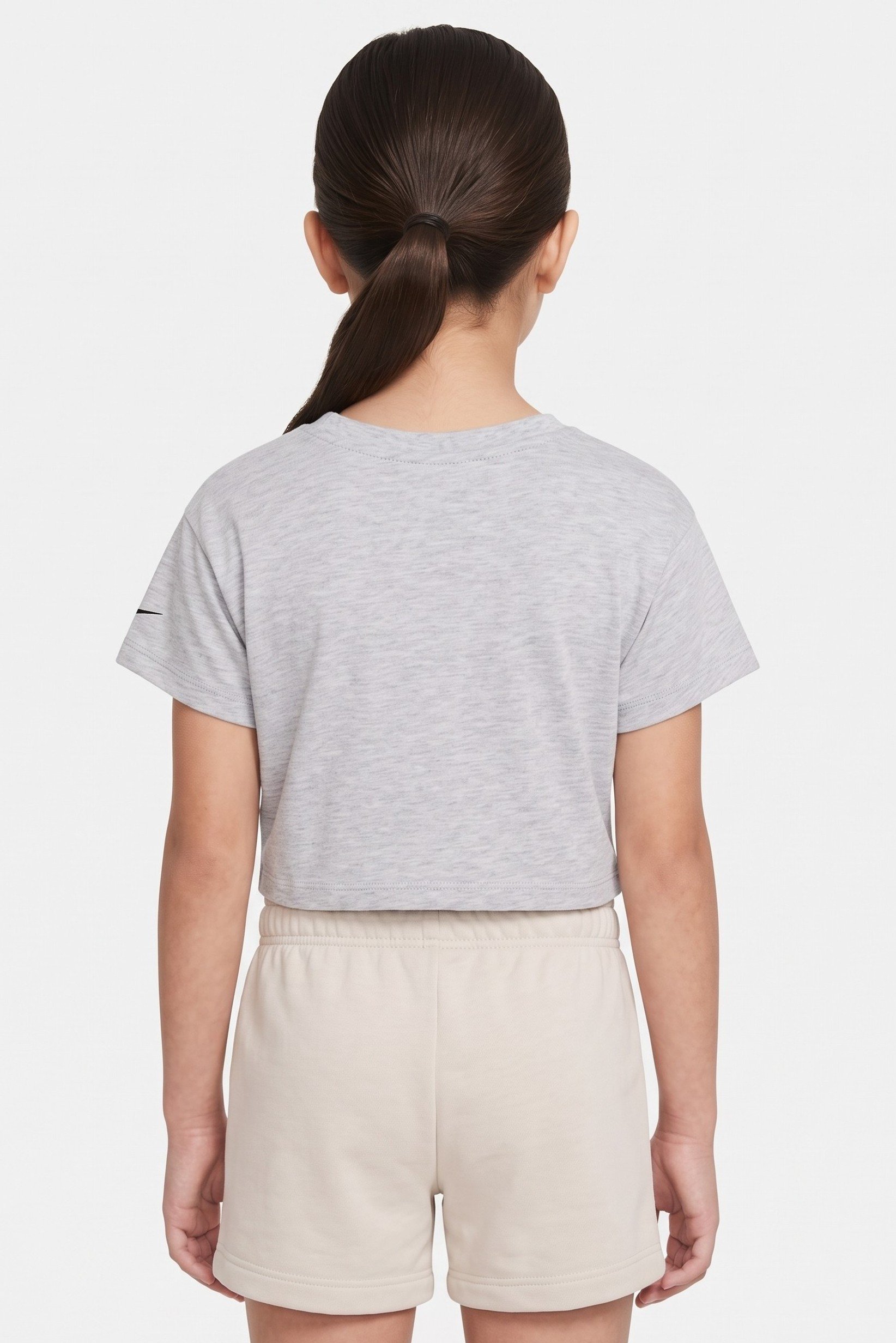 Toddlers Girl Round Neck Short Sleeve Top, Grey