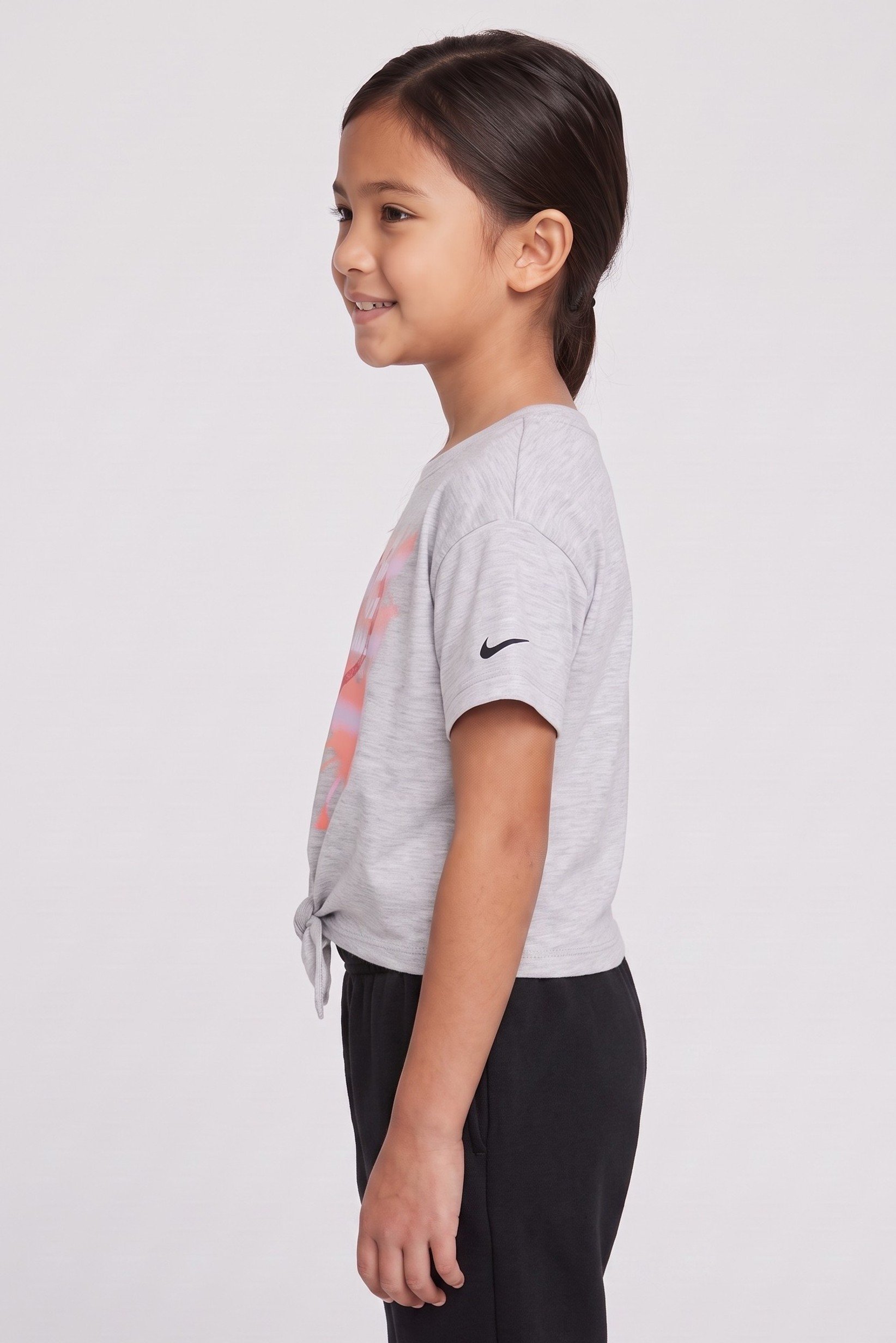 Kids Girl Sportswear Fit Short Sleeve Outdoor Top, Grey