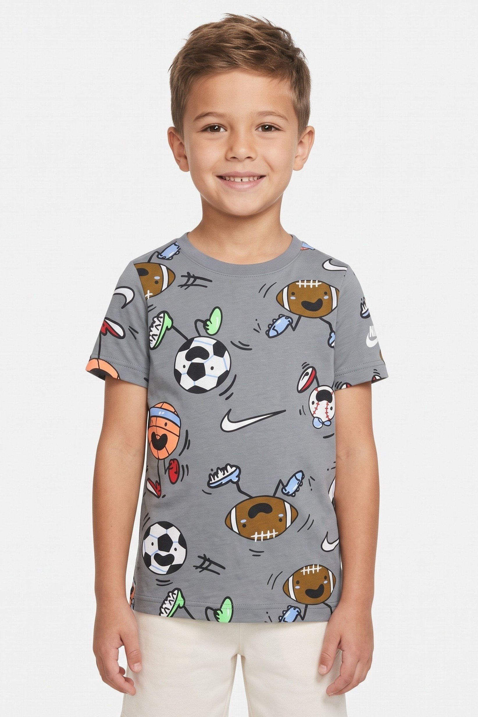 Toddlers Boy Short Sleeve Allover Print Top, Multicolor