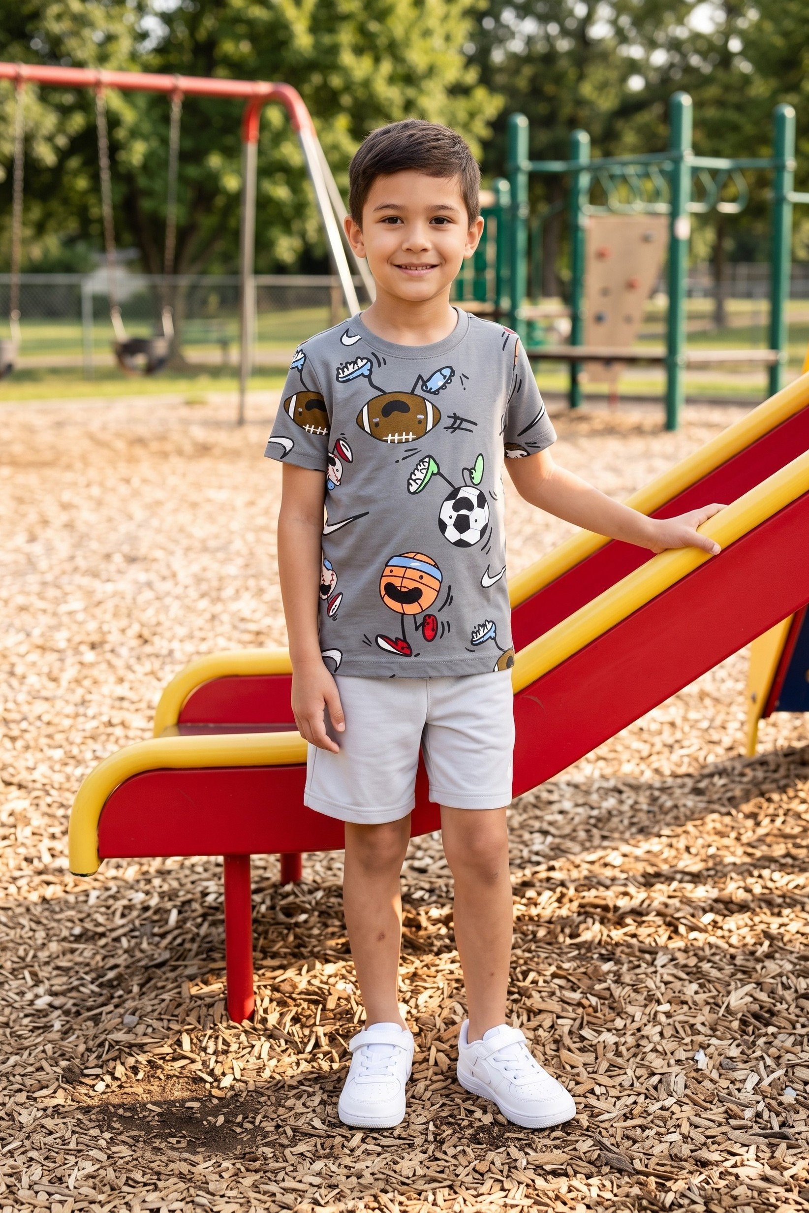 Kids Boy Sportswear Fit Short Sleeve Outdoor T-Shirt, Multicolor