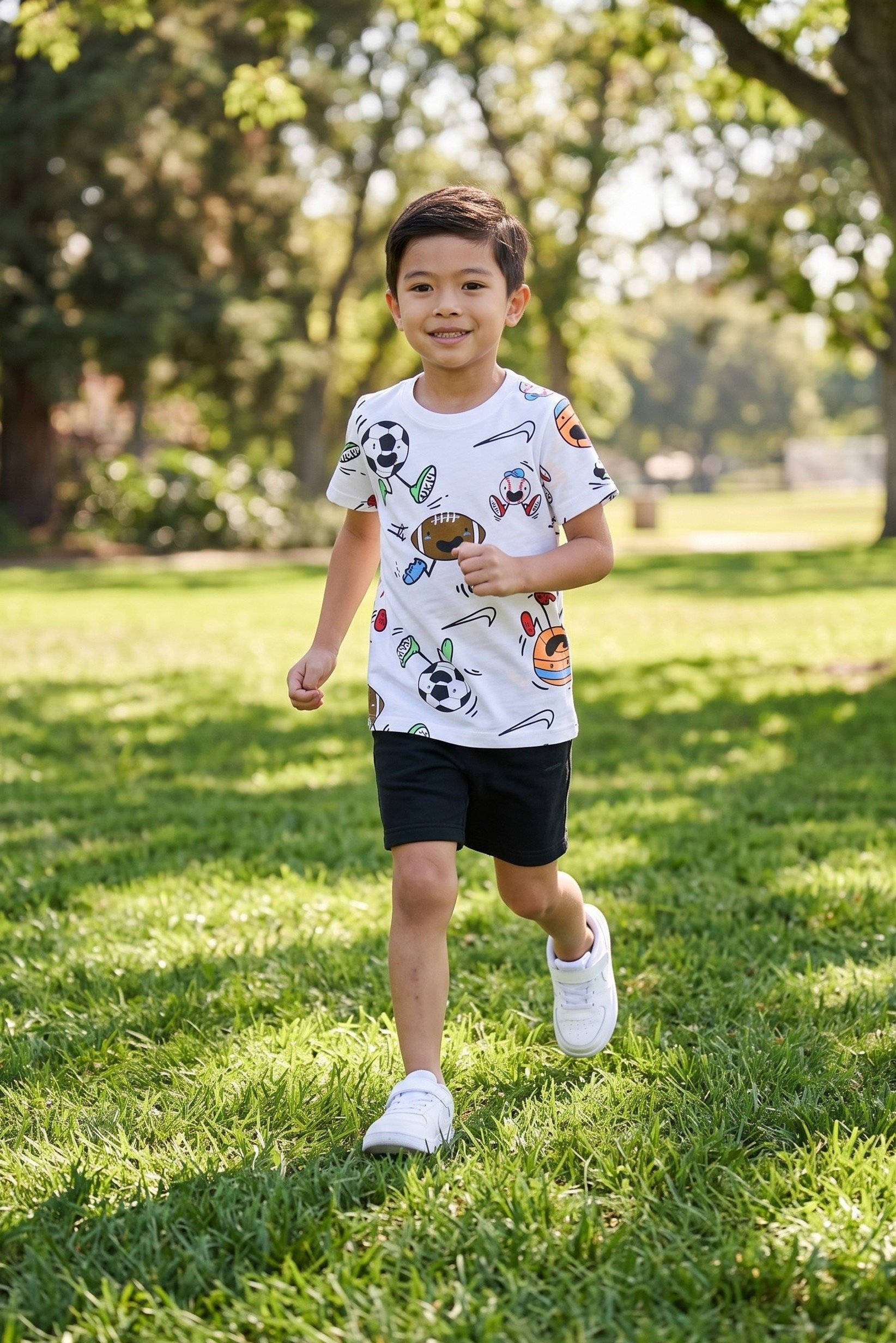 Kids Boy Sportswear Fit Short Sleeve Outdoor T-Shirt, Multicolor