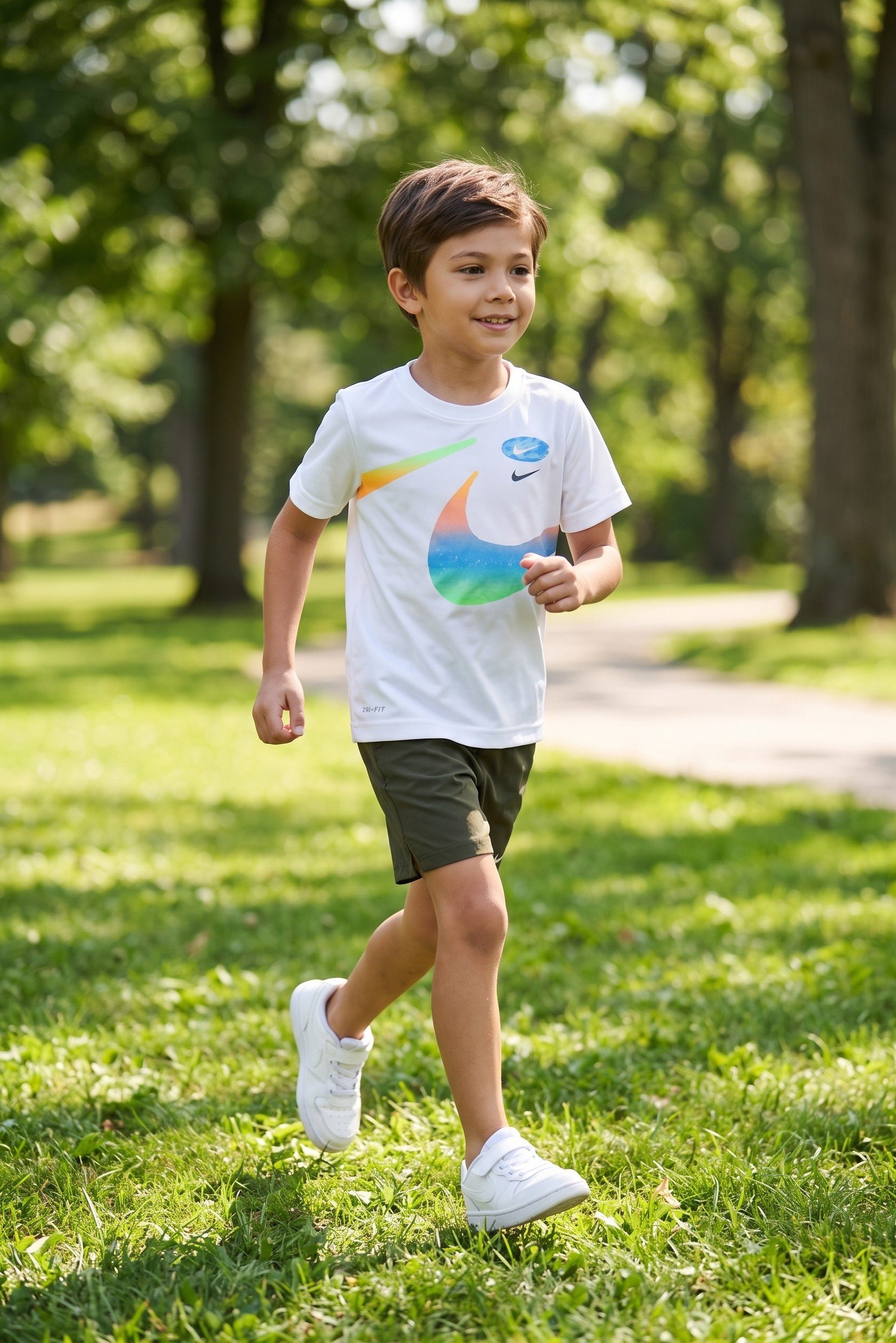 Kids Boy Short Sleeve Training T-Shirt, White