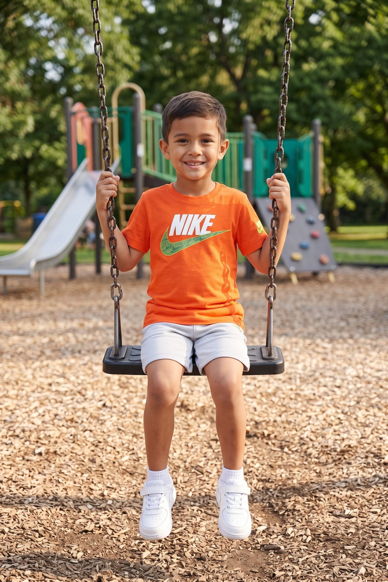 Toddlers Boy Brand Logo Short Sleeve Outdoor T-Shirt, Orange