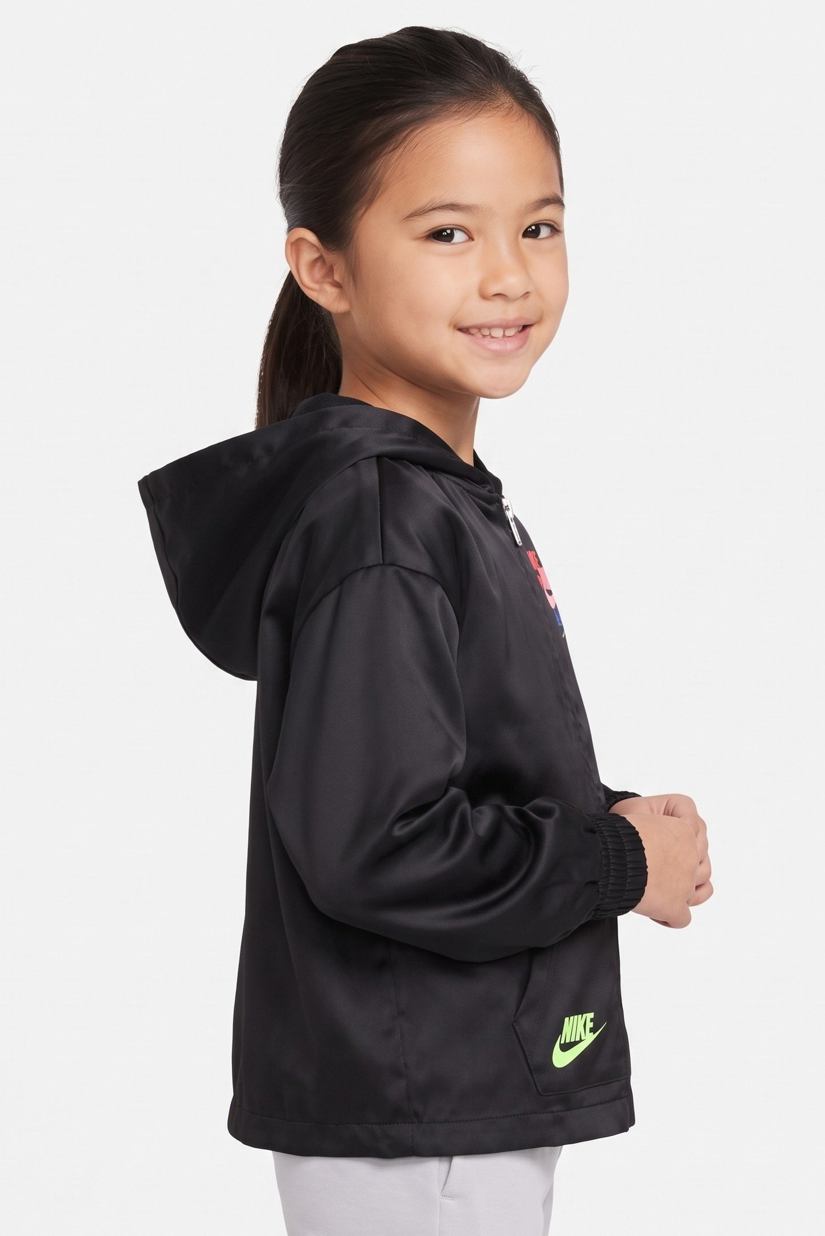 Kids Girl Sportswear Fit Training Full Zip Jacket, Black