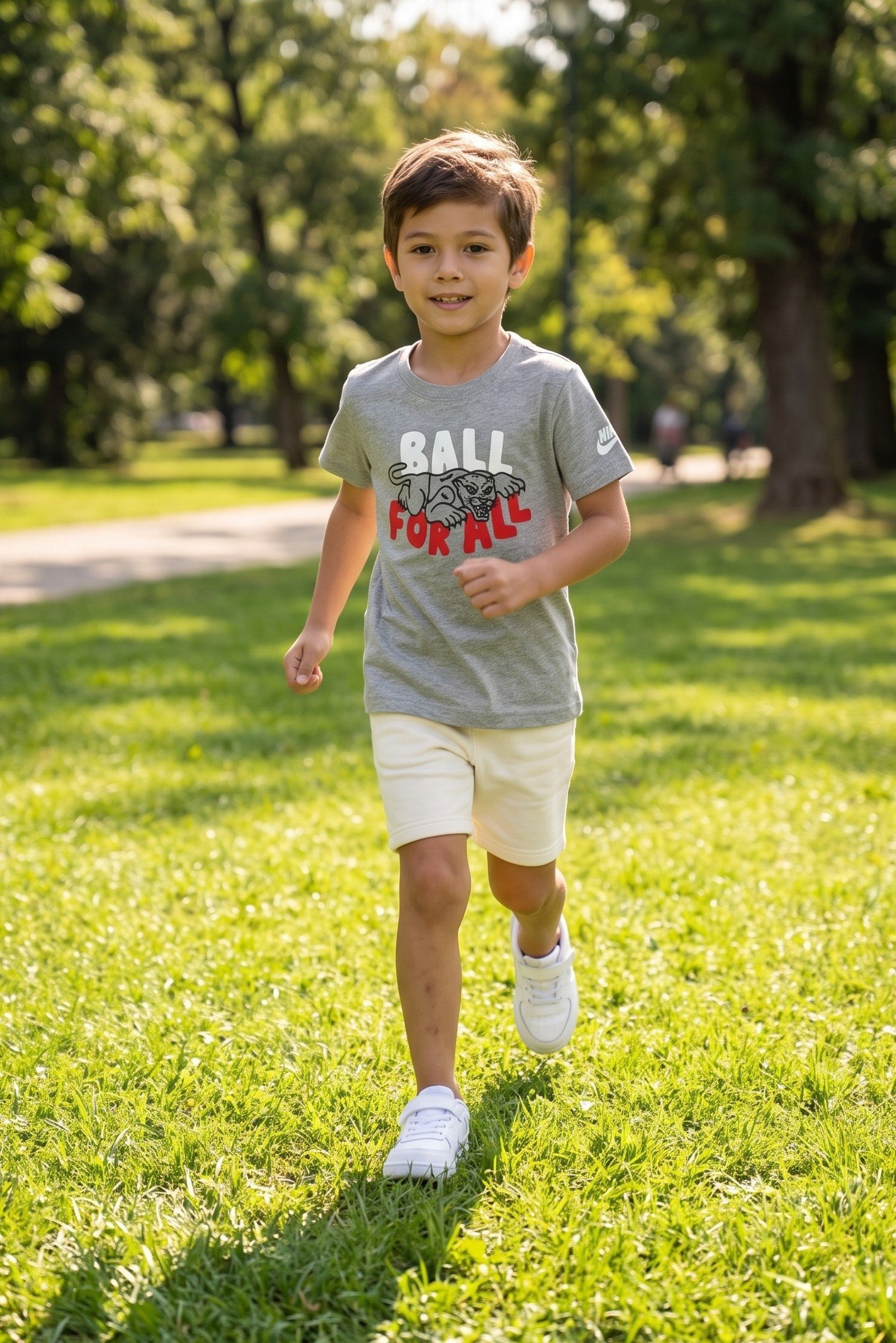 Kids Boy Sportswear Fit Short Sleeve Outdoor T-Shirt, Grey