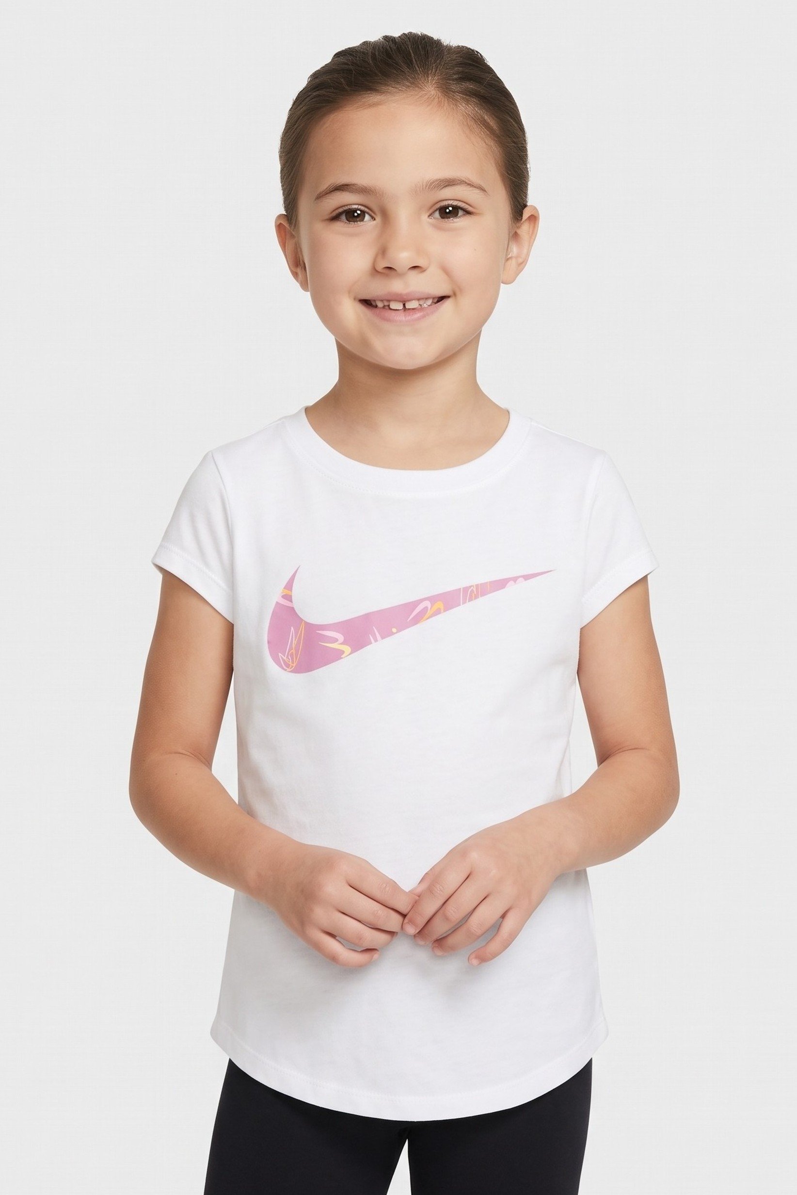 Toddlers Girl Sportswear Fit Short Sleeve Outdoor Top, White