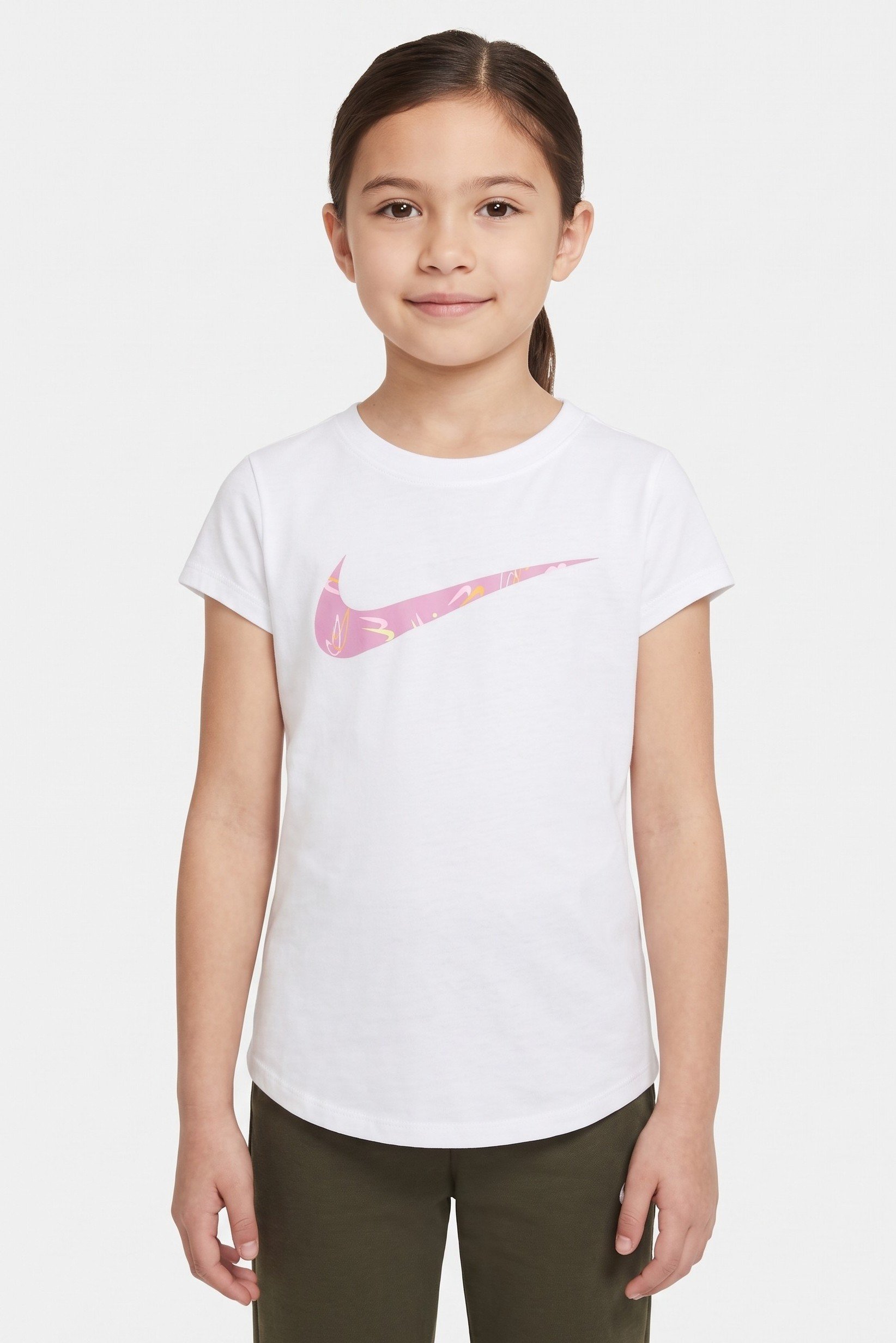 Kids Girl Sportswear Fit Short Sleeve Outdoor Top, White