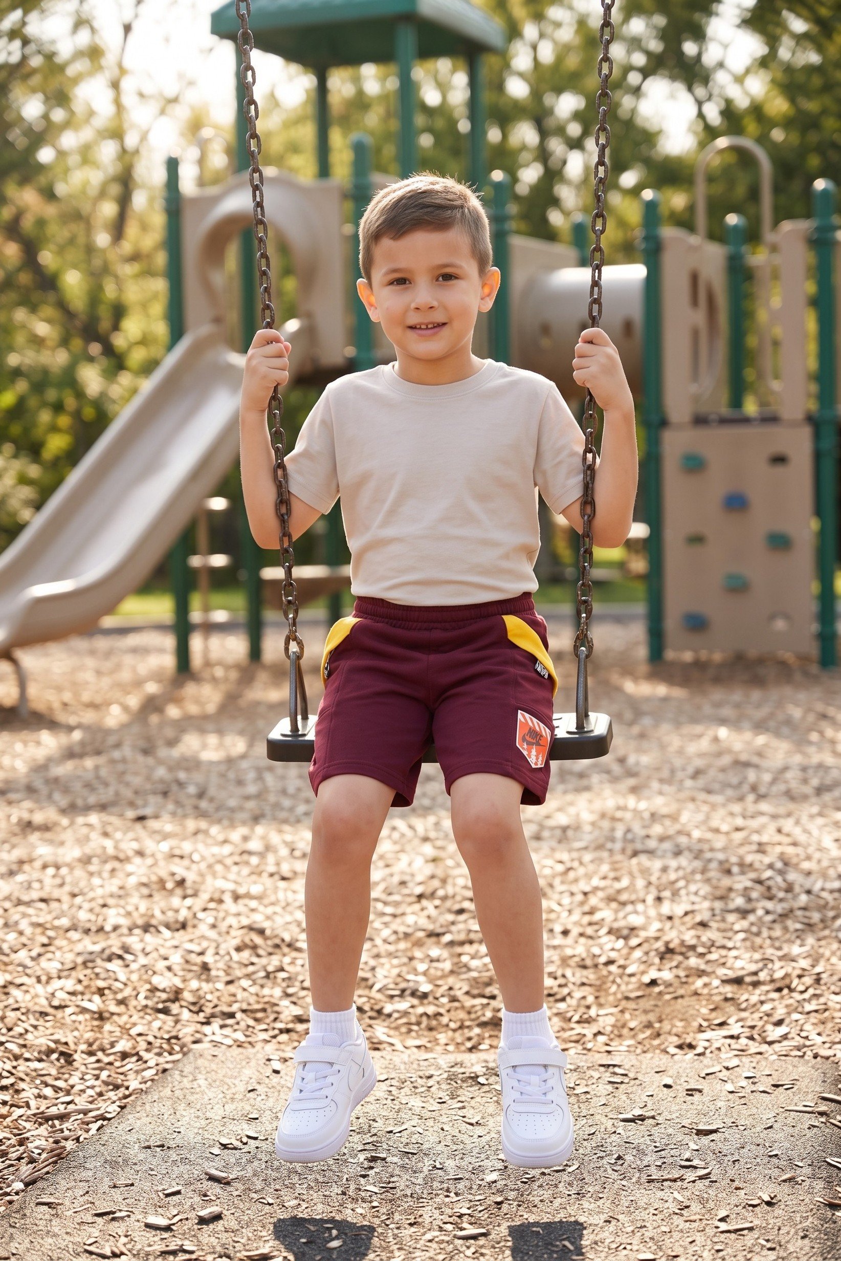 Toddlers Boy Sportswear Fit Outdoor Shorts, Maroon