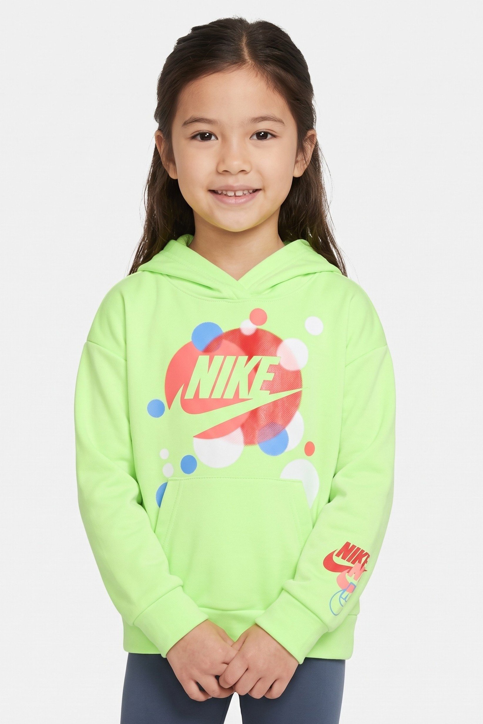 Kids Girl Sportswear Fit Long Sleeve Outdoor Hoodie, Lime Green