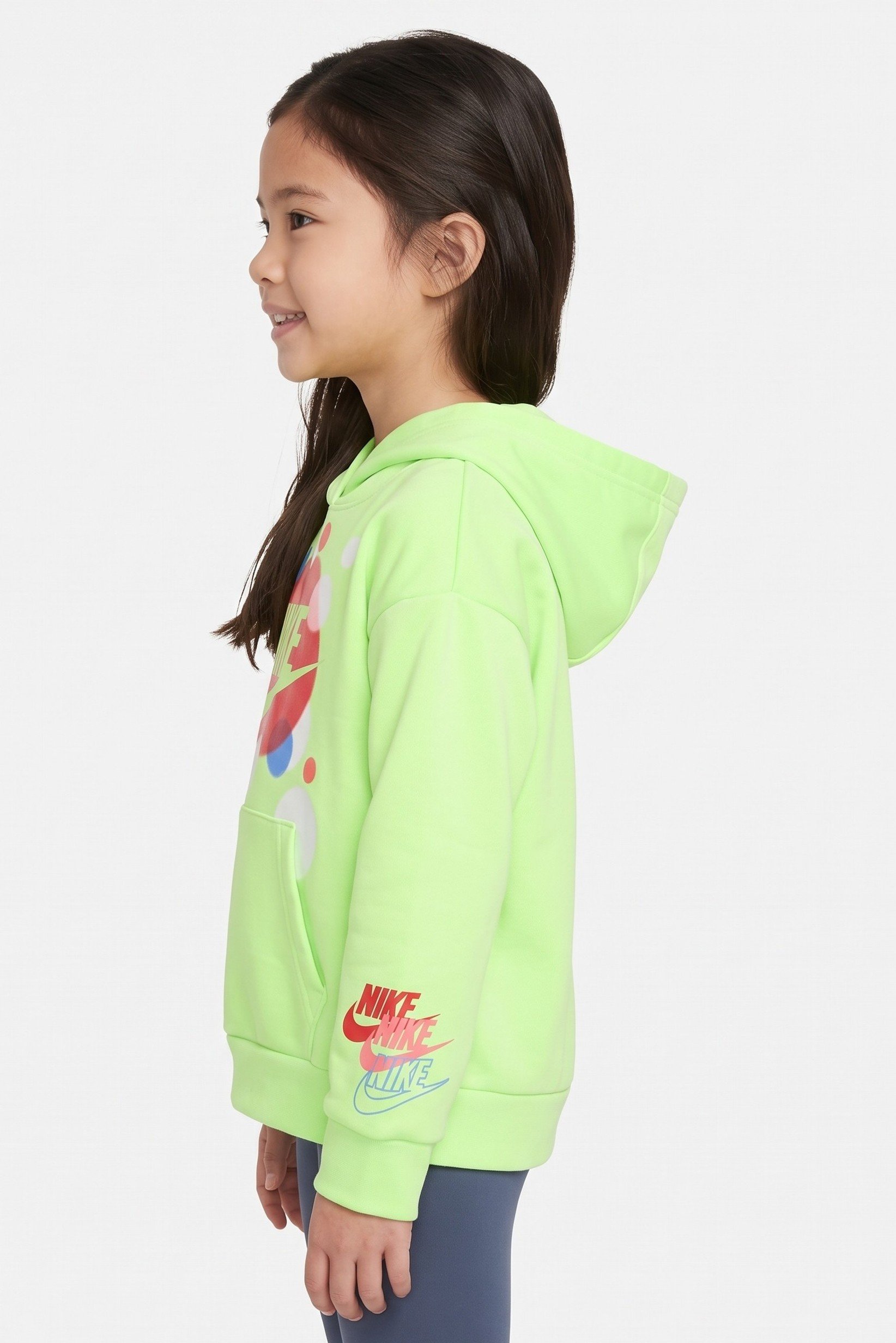 Kids Girl Sportswear Fit Long Sleeve Outdoor Hoodie, Lime Green