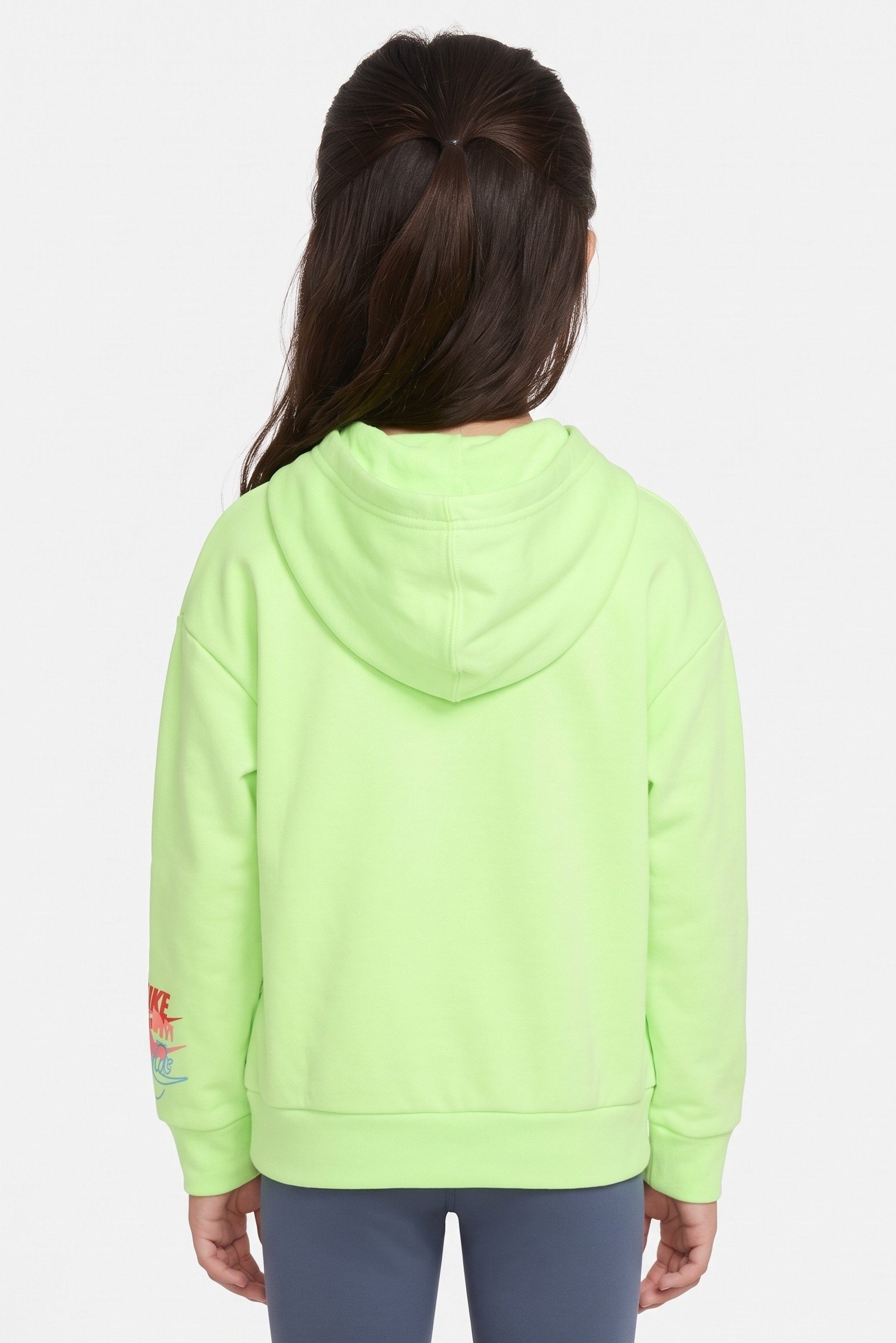 Kids Girl Sportswear Fit Long Sleeve Outdoor Hoodie, Lime Green
