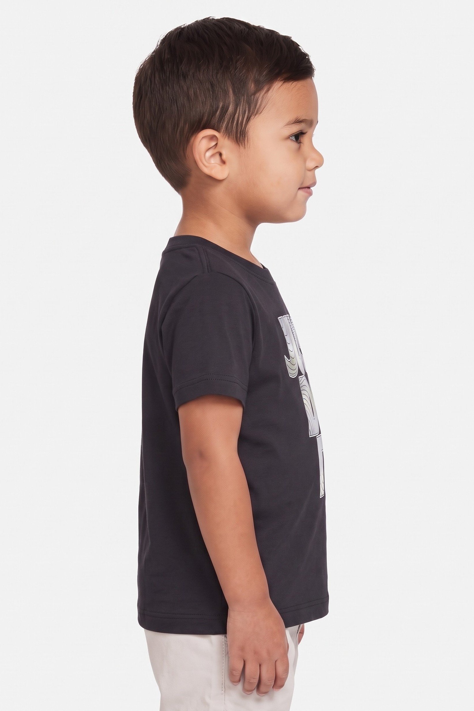Toddlers Boy Graphic Print Short Sleeve T-Shirt  , Dark Grey