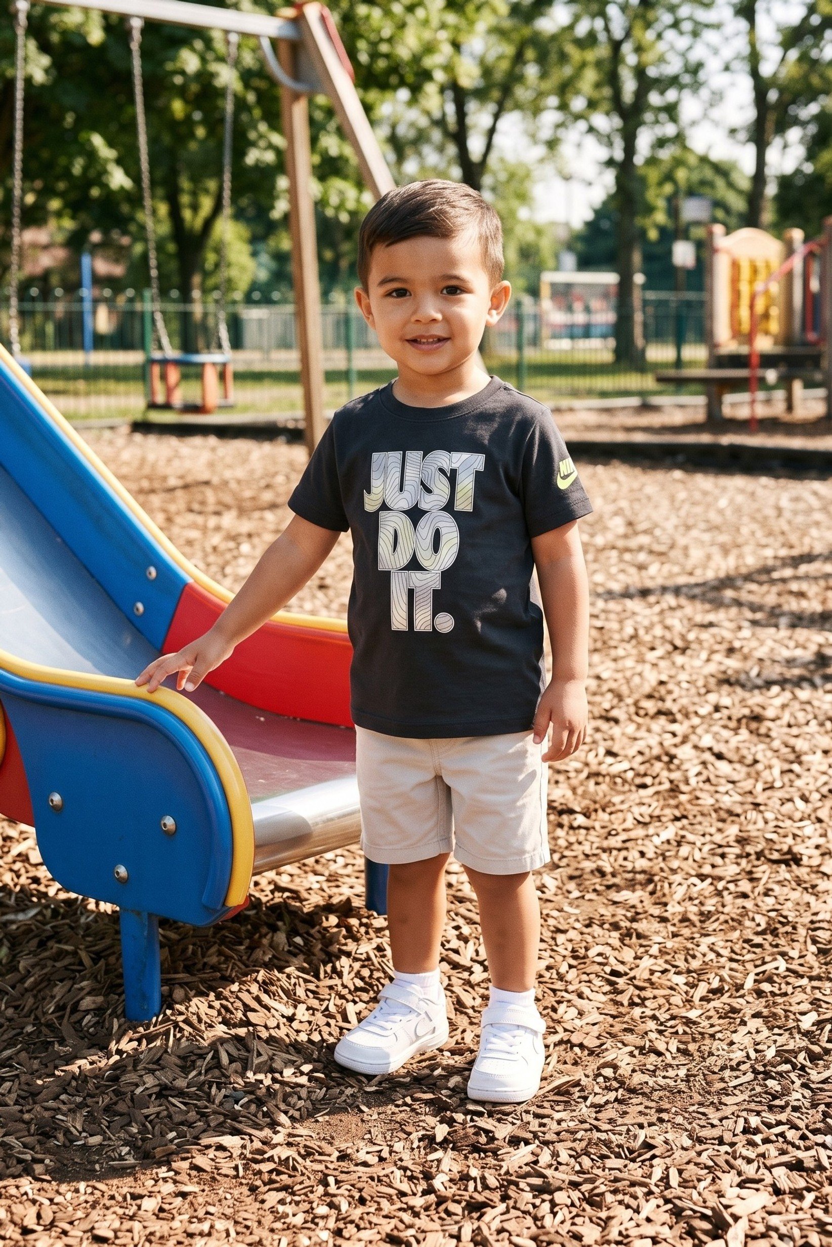 Toddlers Boy Graphic Print Short Sleeve T-Shirt  , Dark Grey
