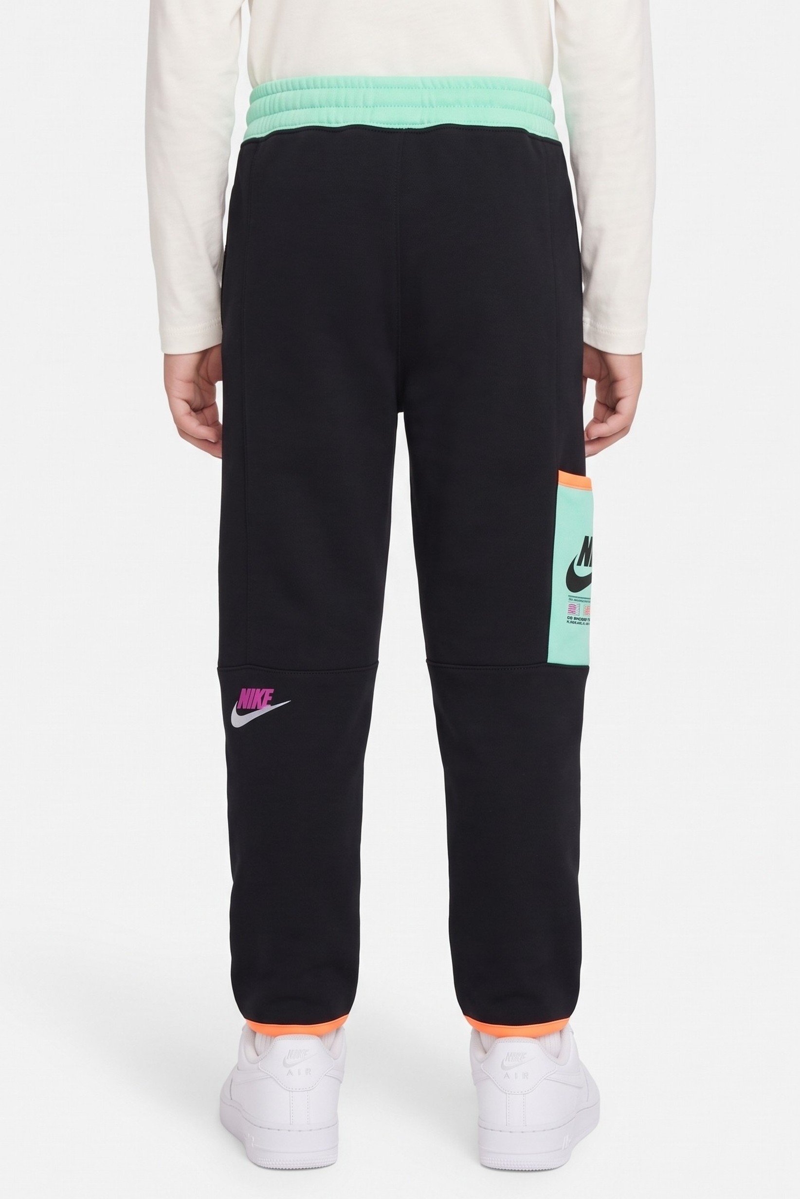 Kids Boy Sportswear Fit Brand Logo Outdoor Sweatpants, Black