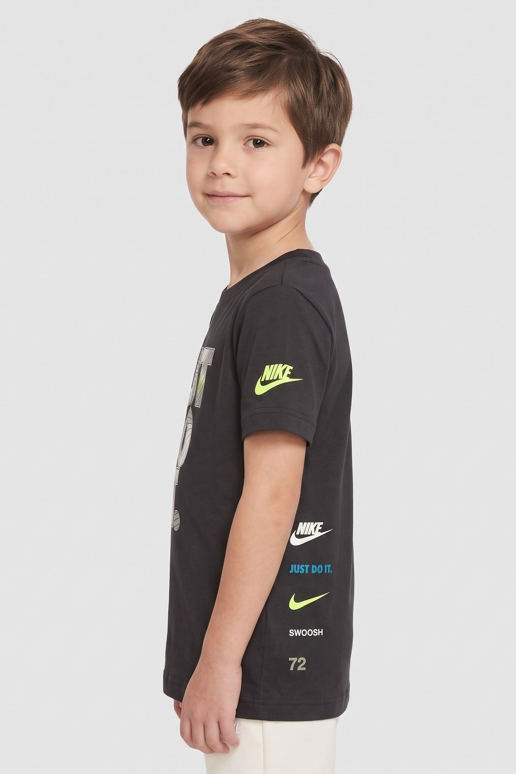 Kids Boy Sportswear Fit Short Sleeve Outdoor T-Shirt, Dark Grey