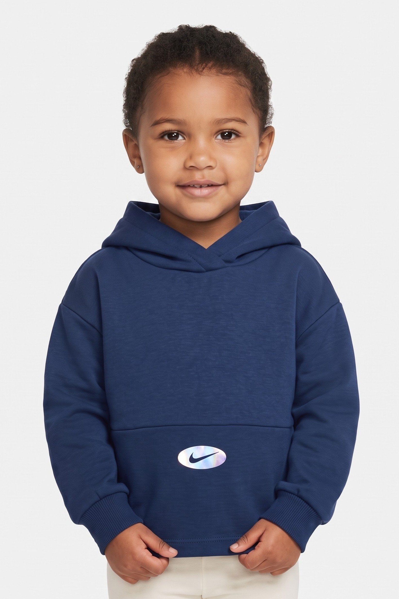 Toddler Girls Brand Logo Full Sleeve  Hoodie, Teal Blue