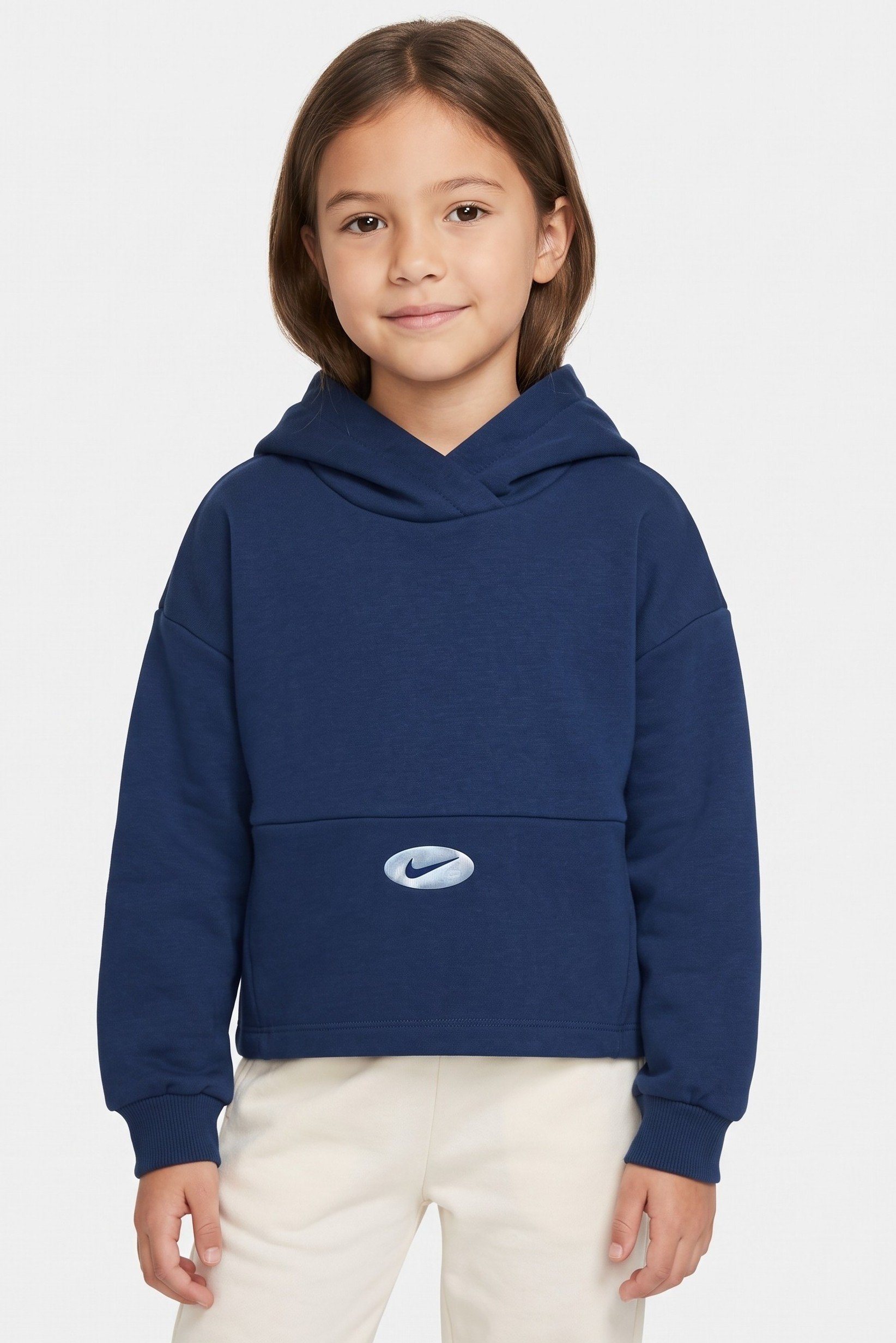 Toddlers Girl Long Sleeve Brand Logo Hoodie, Blue
