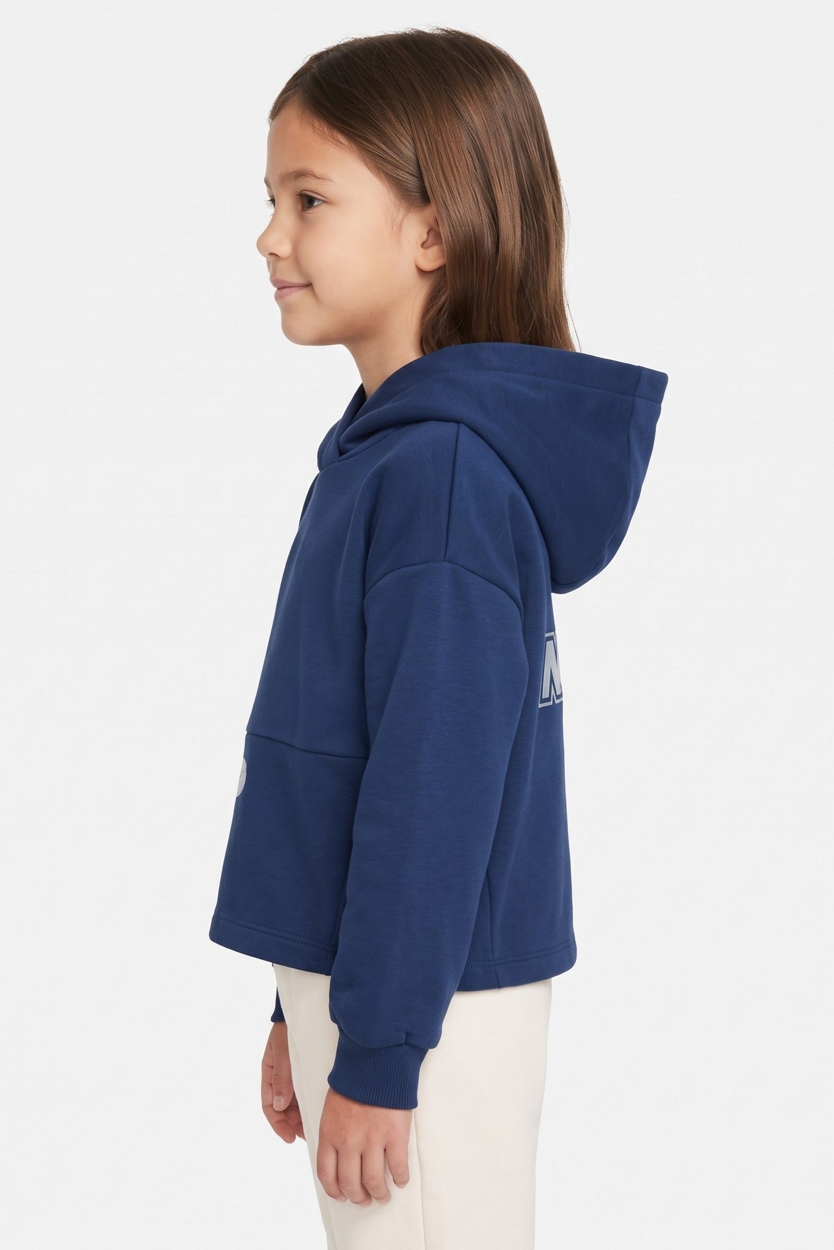Toddlers Girl Long Sleeve Brand Logo Hoodie, Blue