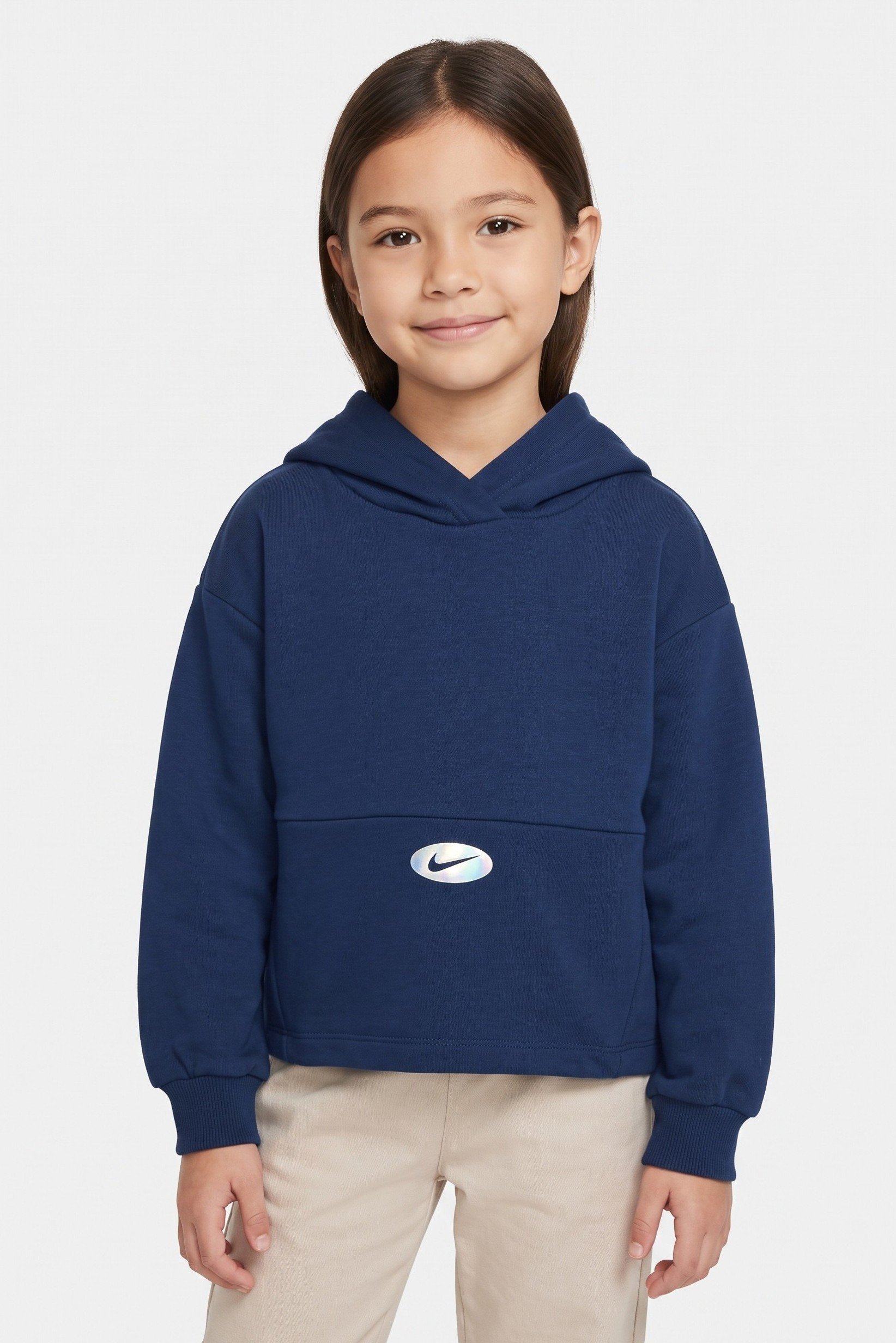 Kids Girl Sportswear Fit Long Sleeve Hoodie, Valerian Blue