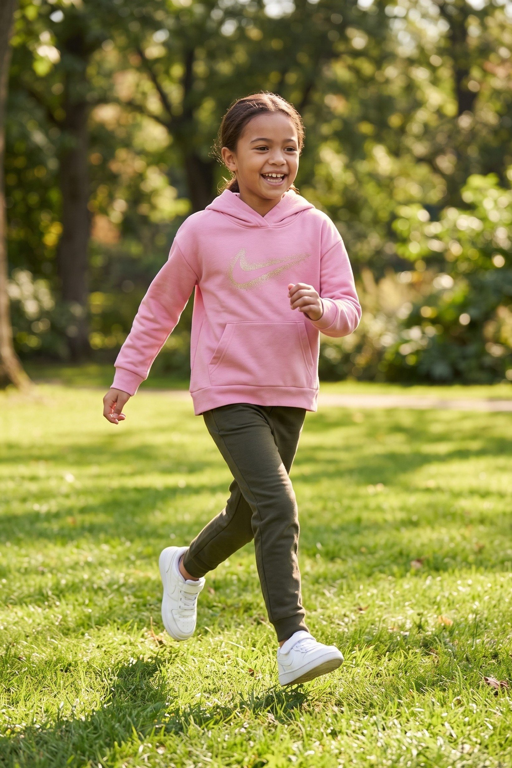 Kids Girl Sportswear Fit Long Sleeve Outdoor Hoodie, Pink
