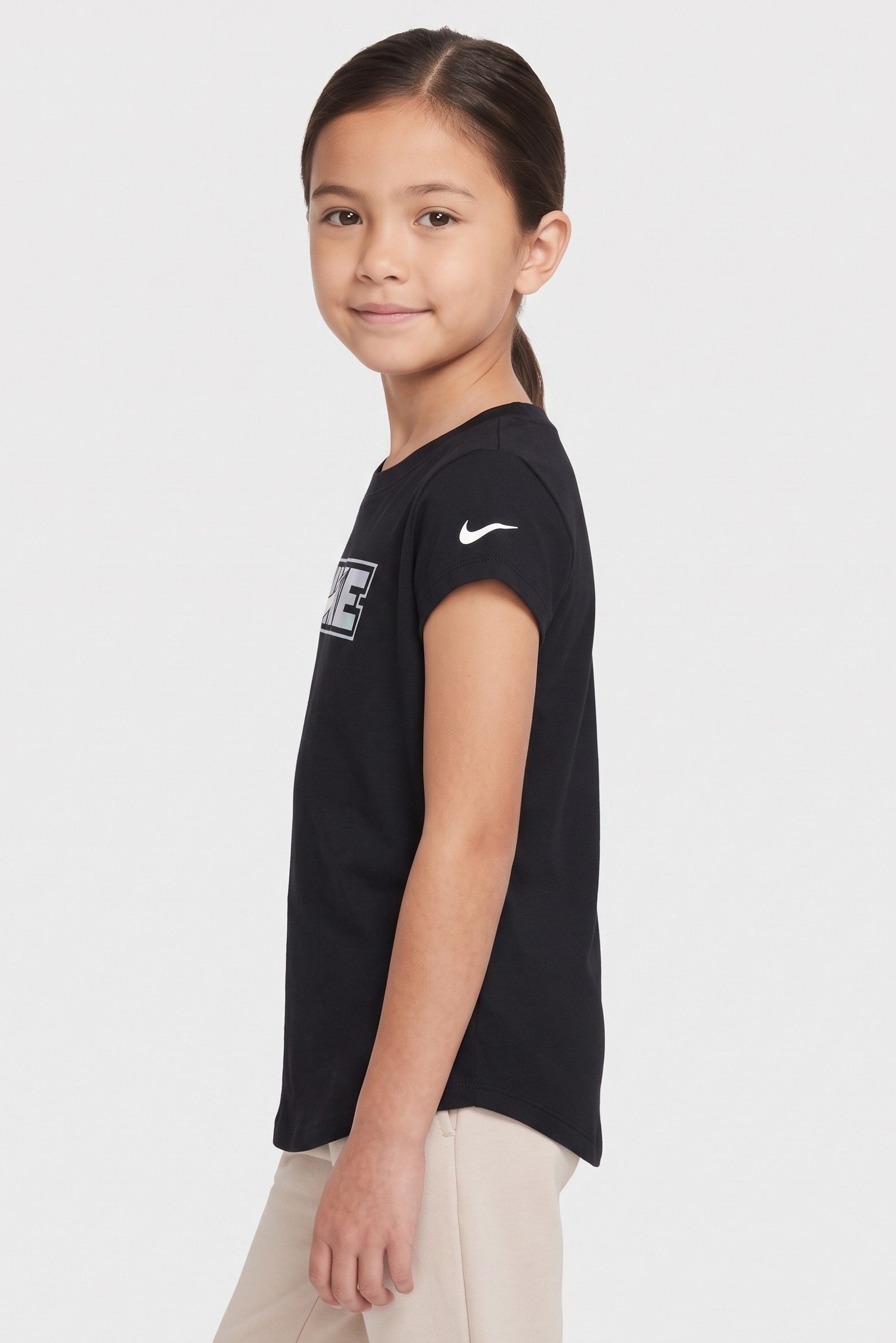 Kids Girl Sportswear Fit Short Sleeve Outdoor Top, Black