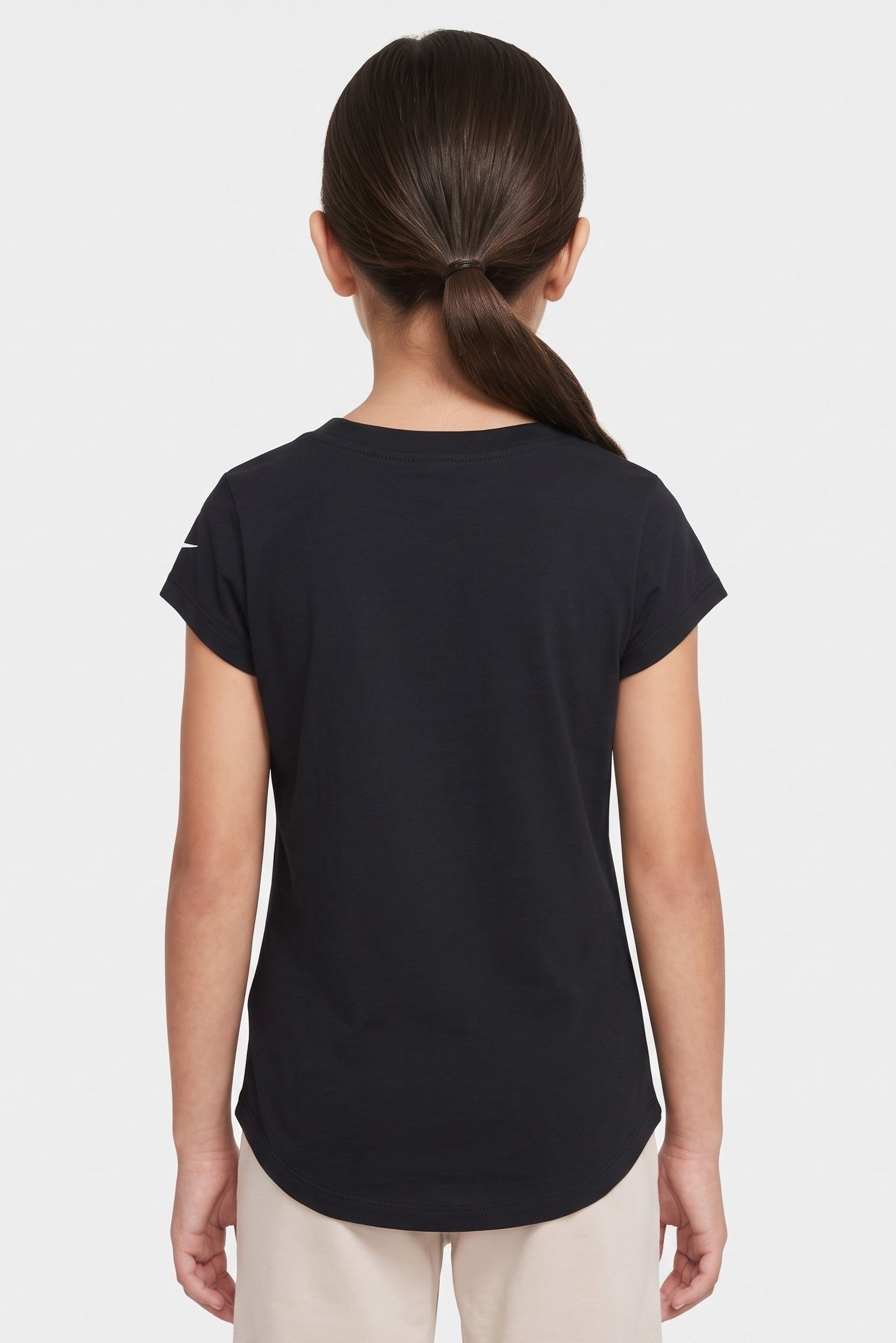 Kids Girl Sportswear Fit Short Sleeve Outdoor Top, Black