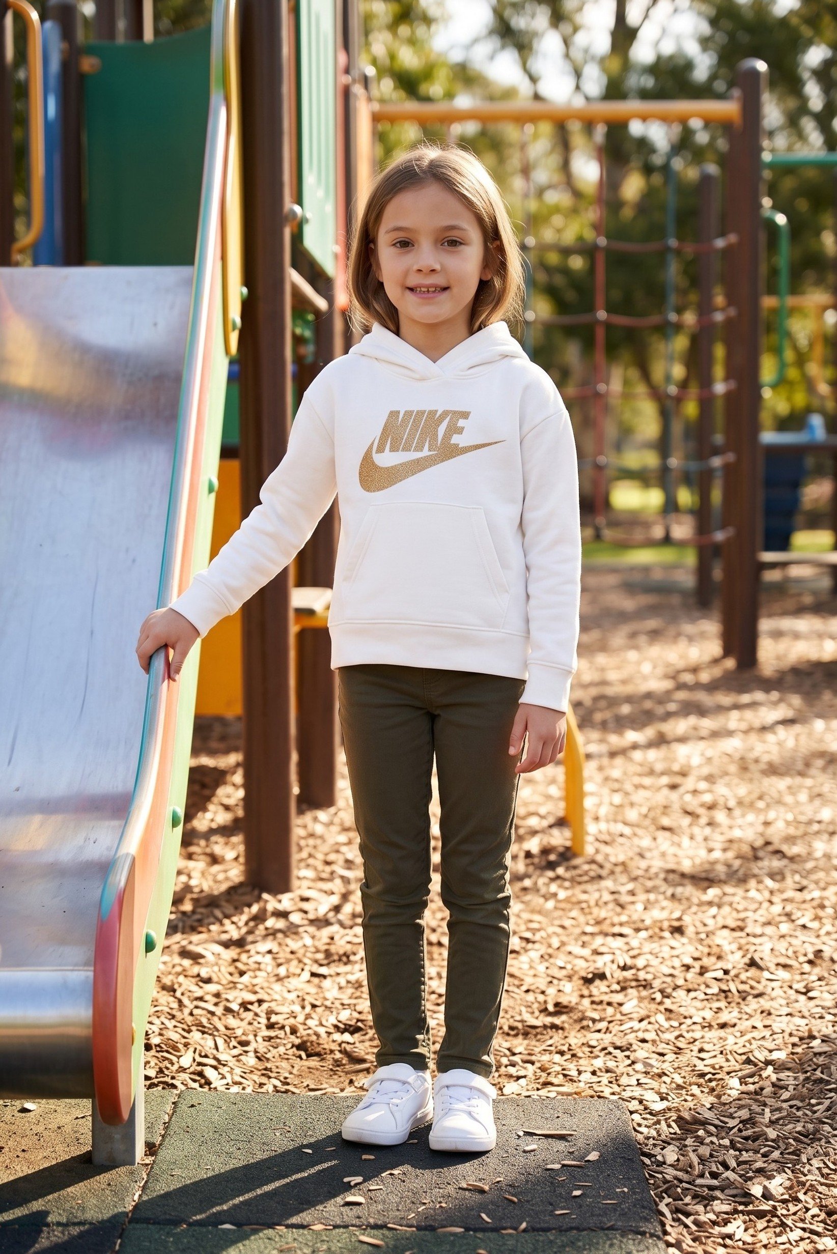 Toddlers Girl Long Sleeve Outdoor Hoodie, White