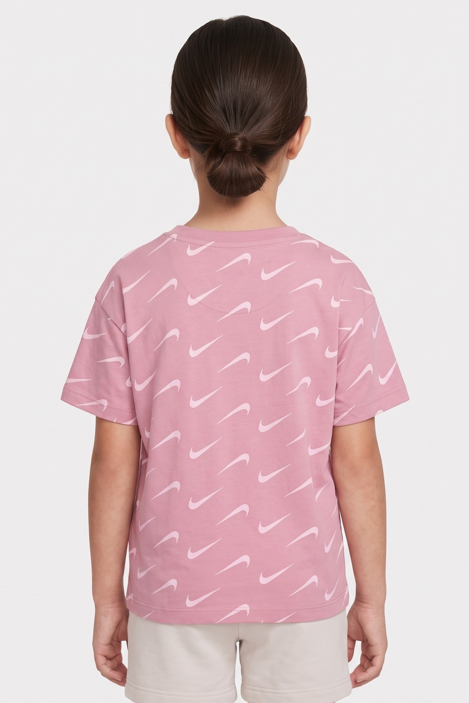 Toddlers Girl Crew Neck Short Sleeve Allover Print Top, Multicolor