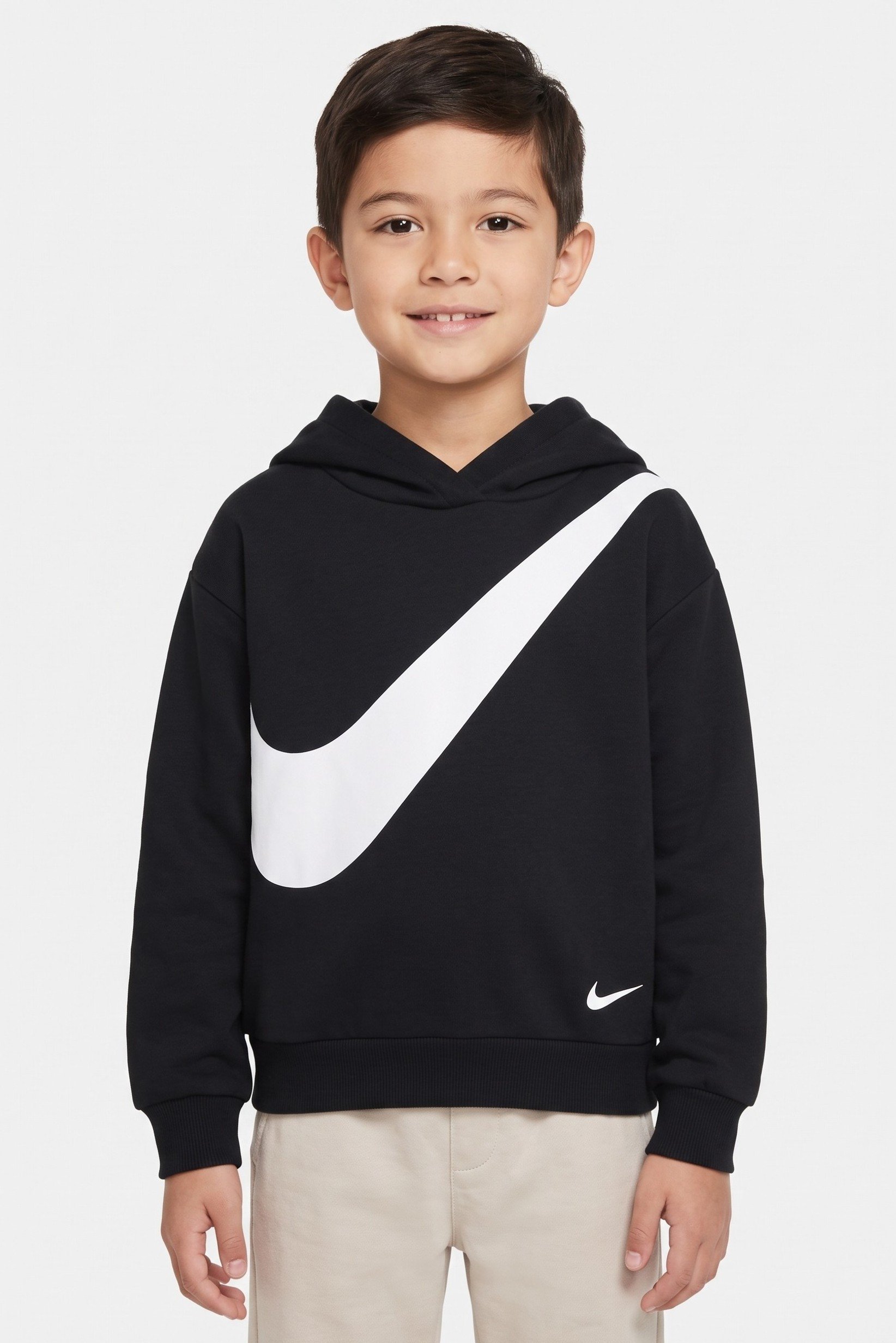 Kids Boy Sportswear Fit Long Sleeve Outdoor Hoodie, Black