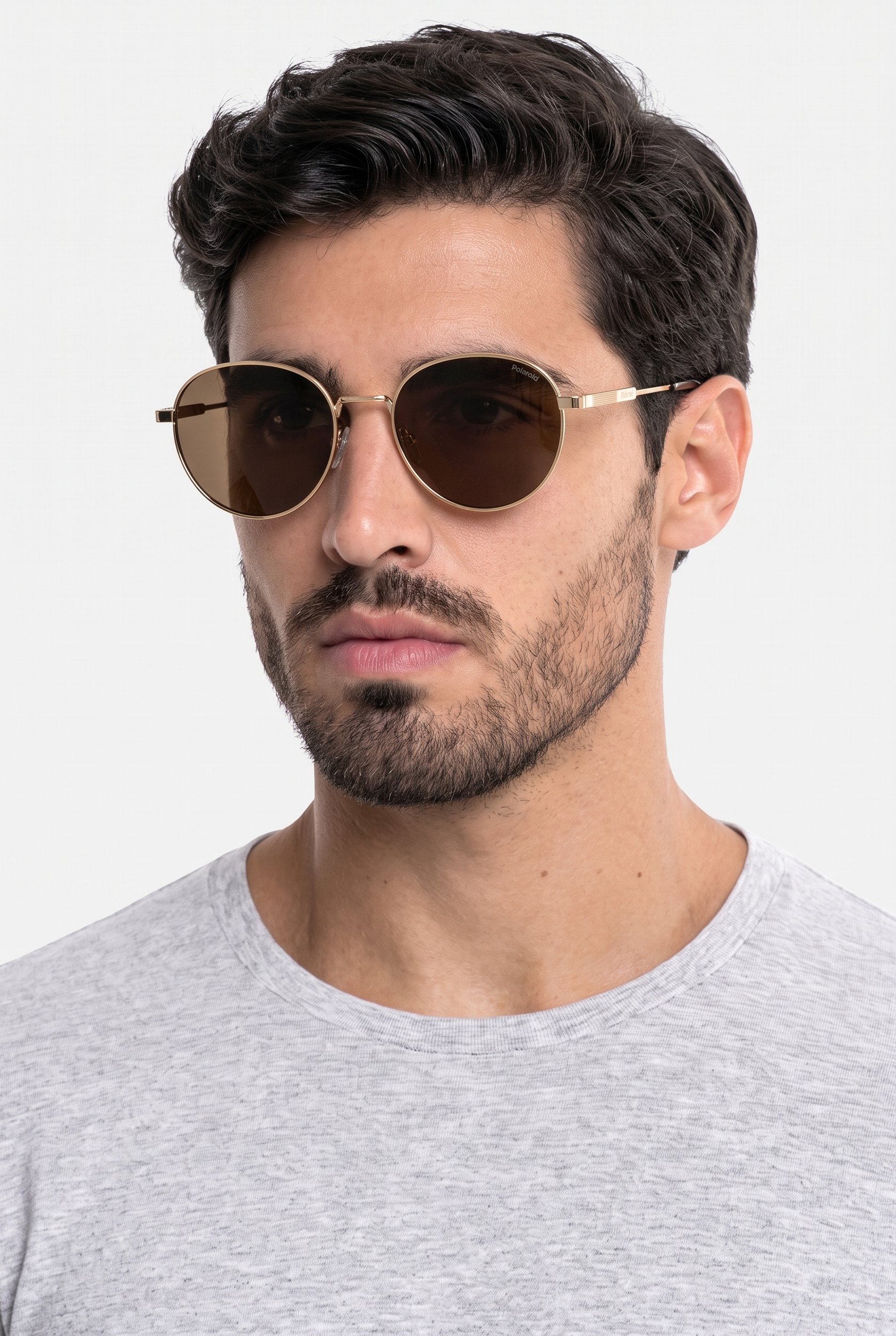 Men PLD 4135 S X Round Sunglasses, Gold