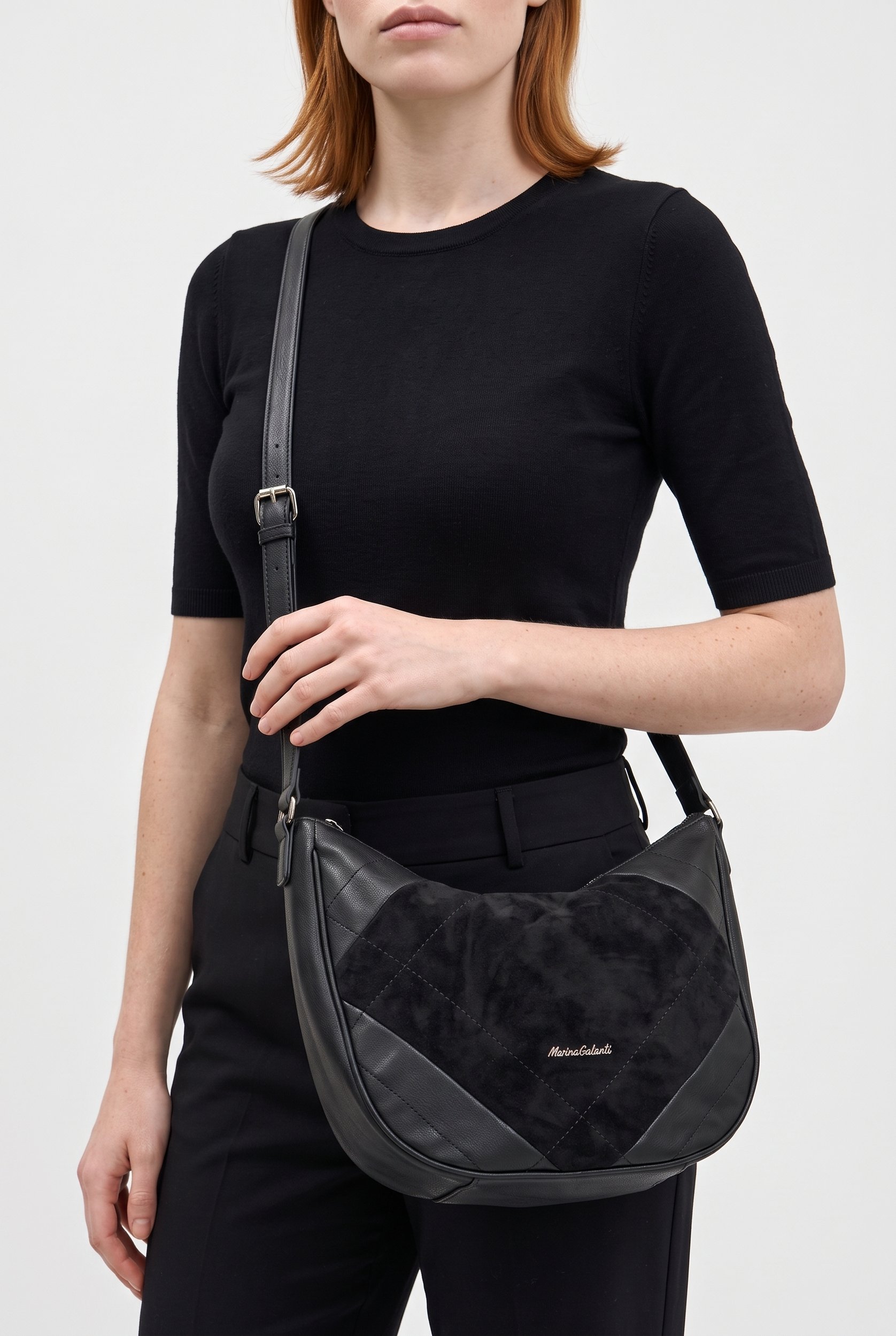 Women Brand Logo Cross Body Bag, Black
