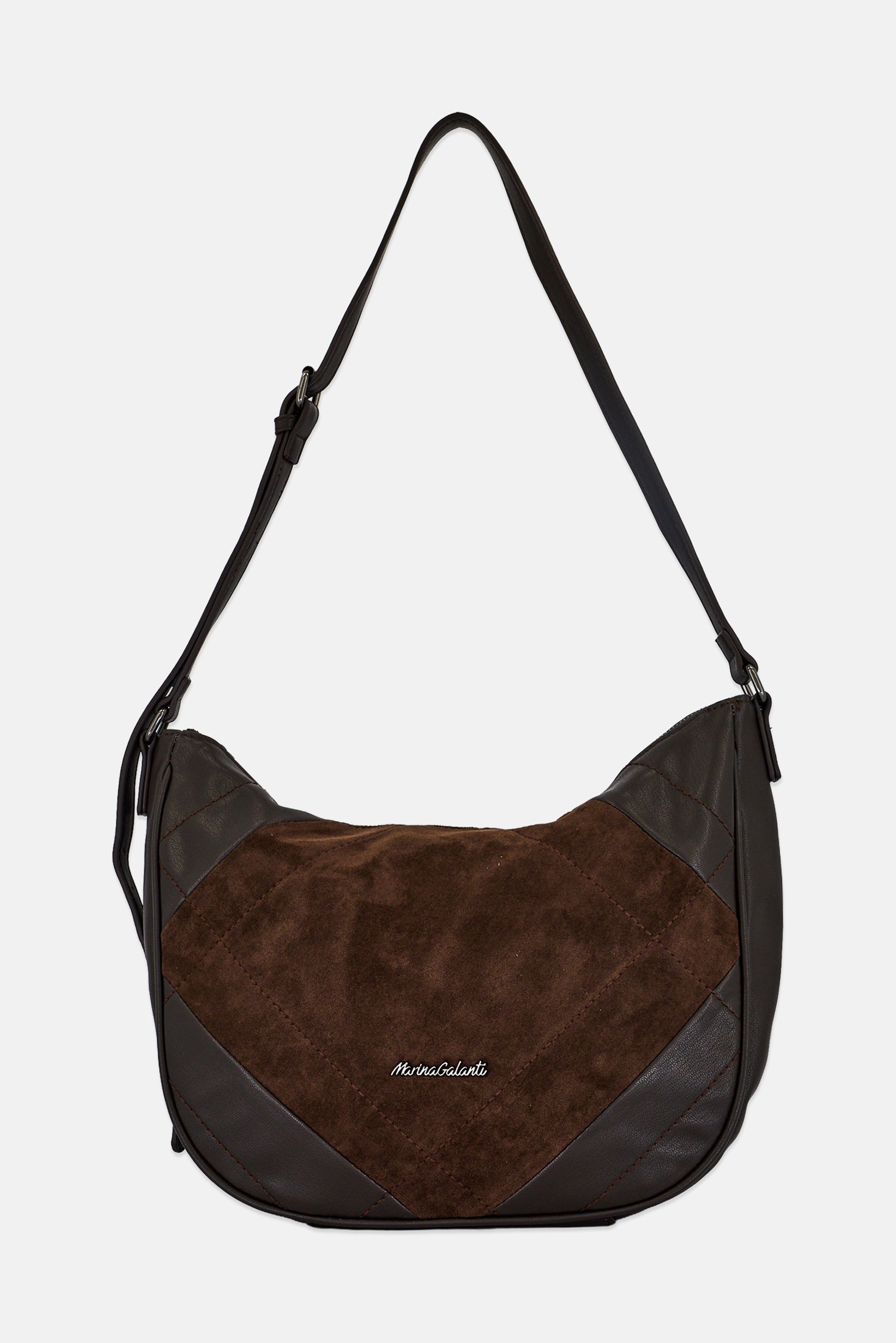 Women Brand Logo Shoulder Bag, Dark Brown