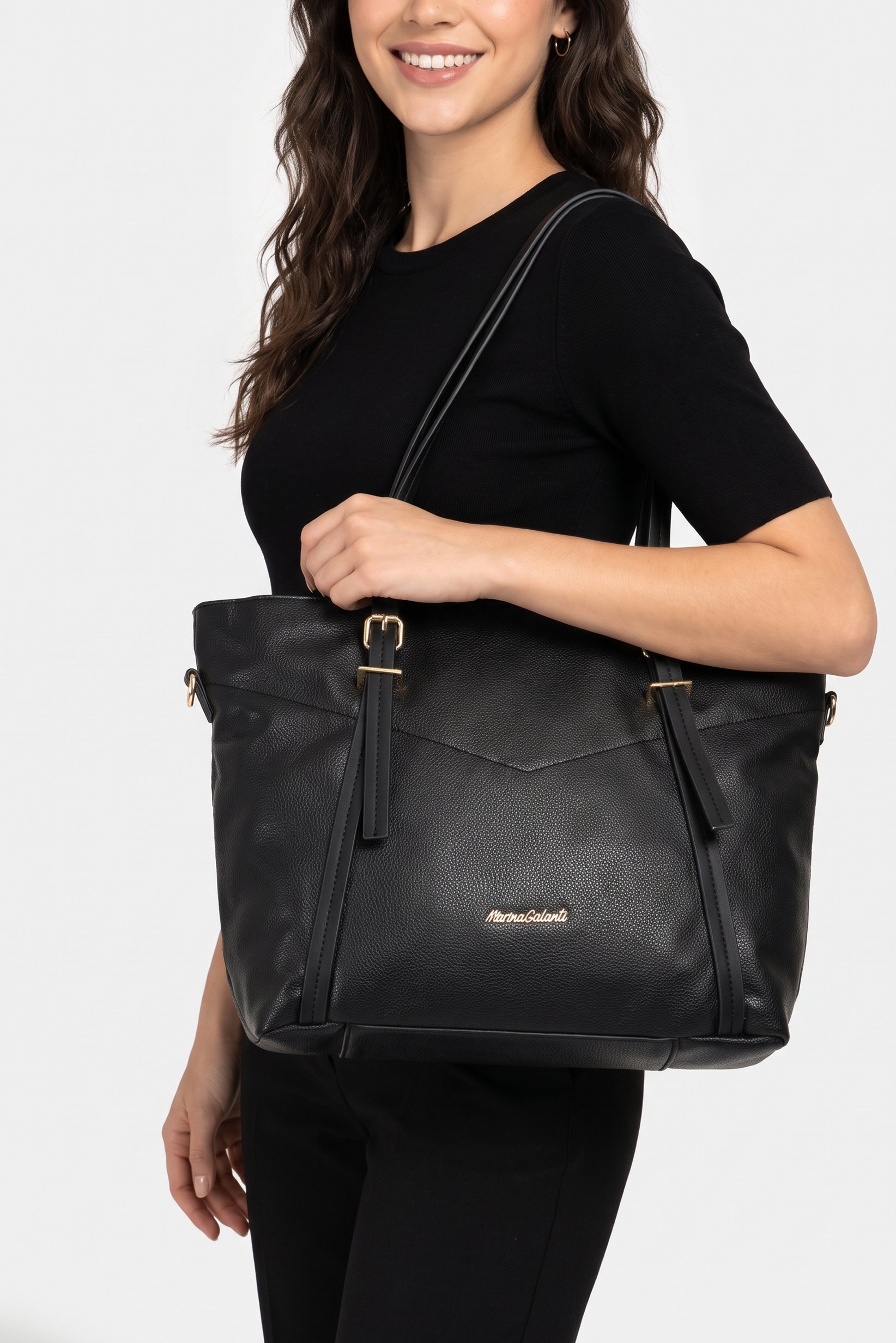 Women Brand Logo Tote Bag, Black