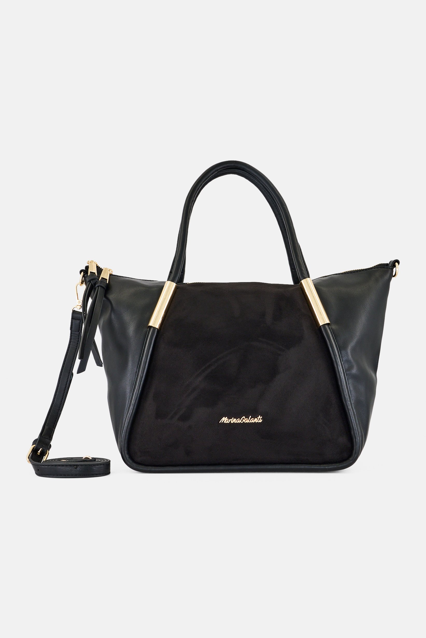 Women Brand Logo Handbag, Black